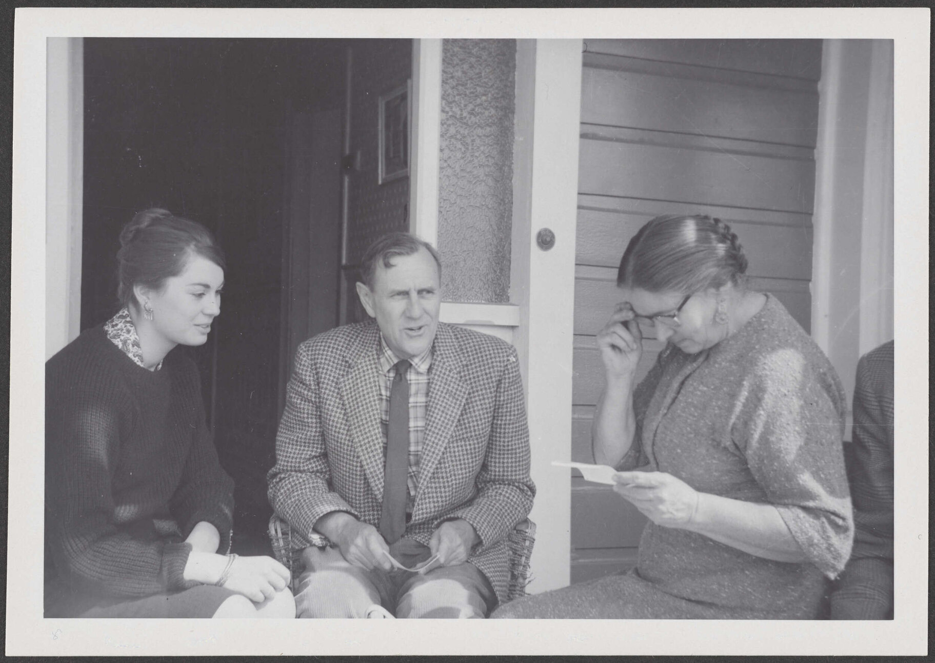 [? Garland], Patrick White, and Peggy Garland