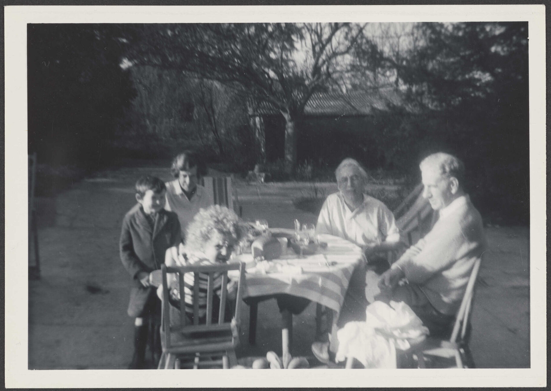Bennett family around a table outside