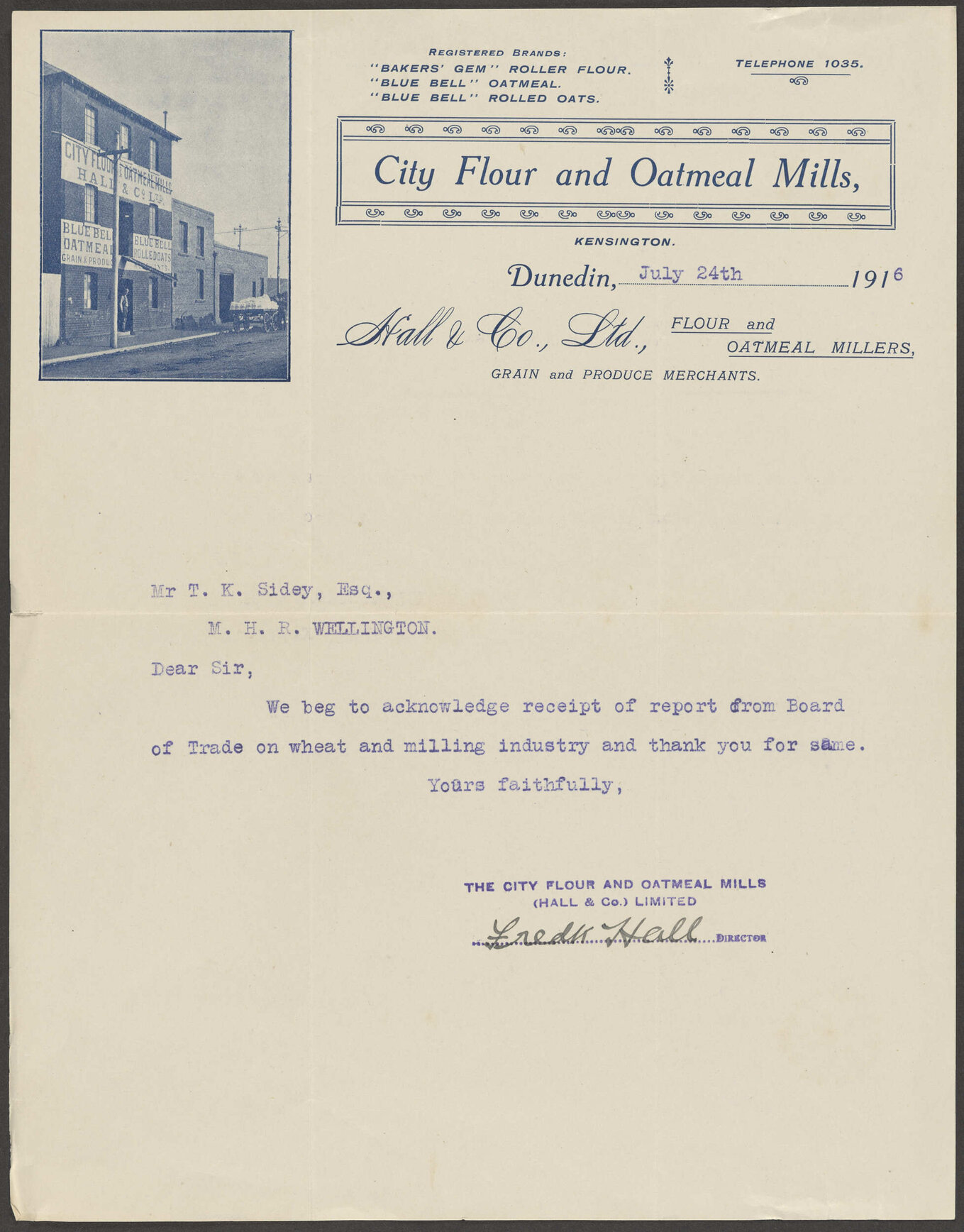 City Flour and Oatmeal Mills letterhead