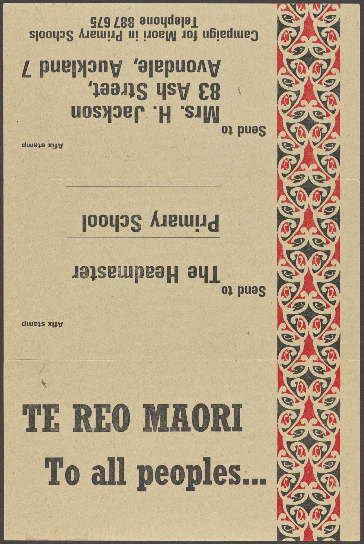 "Te Reo Maori To all peoples..."