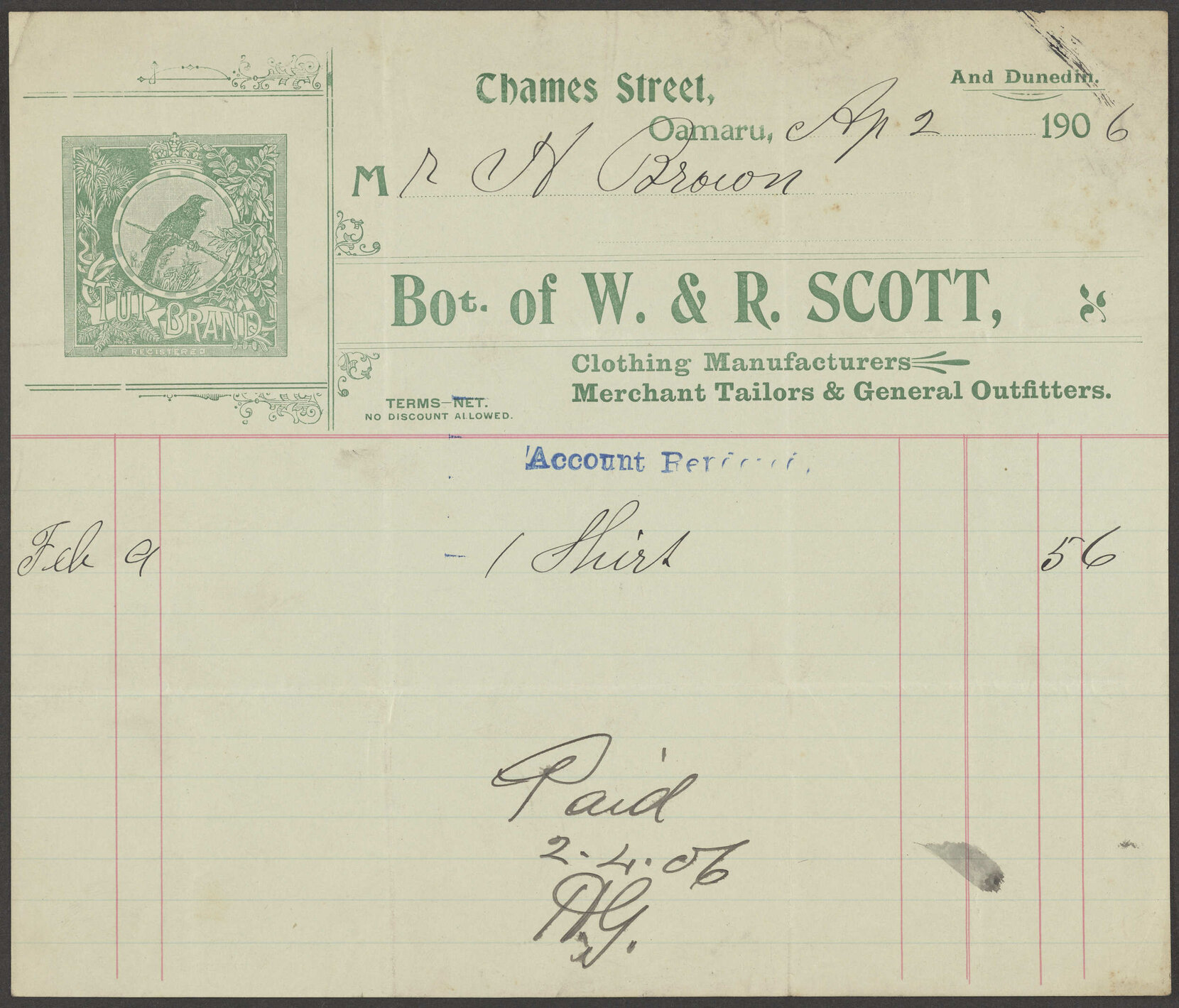 W. &amp; R. Scott billhead