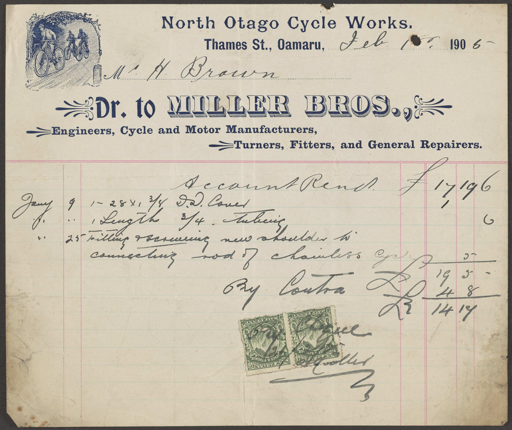 Miller Bros billhead