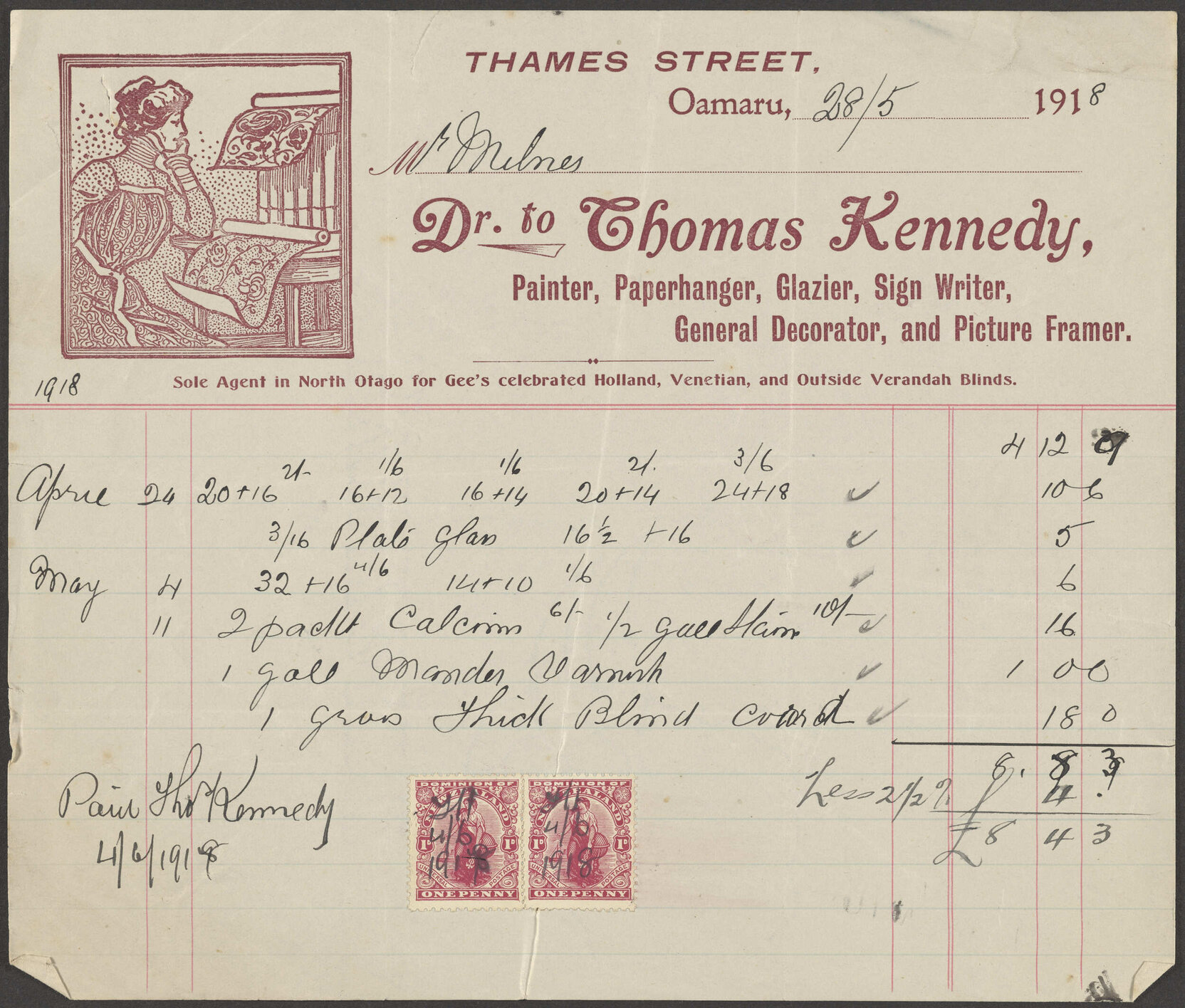 Thomas Kennedy billhead