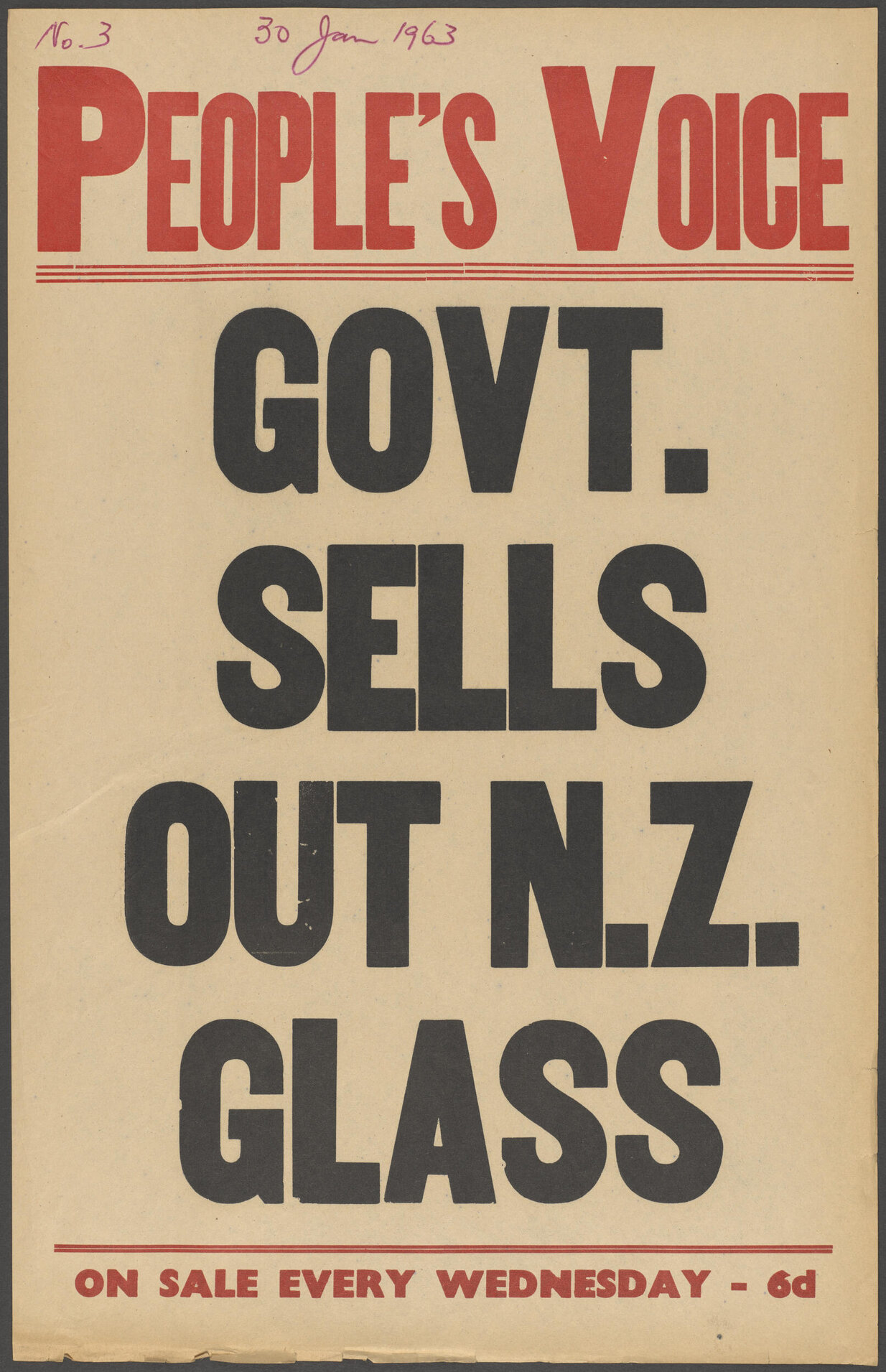 "Govt. Sells Out N.Z. Glass"