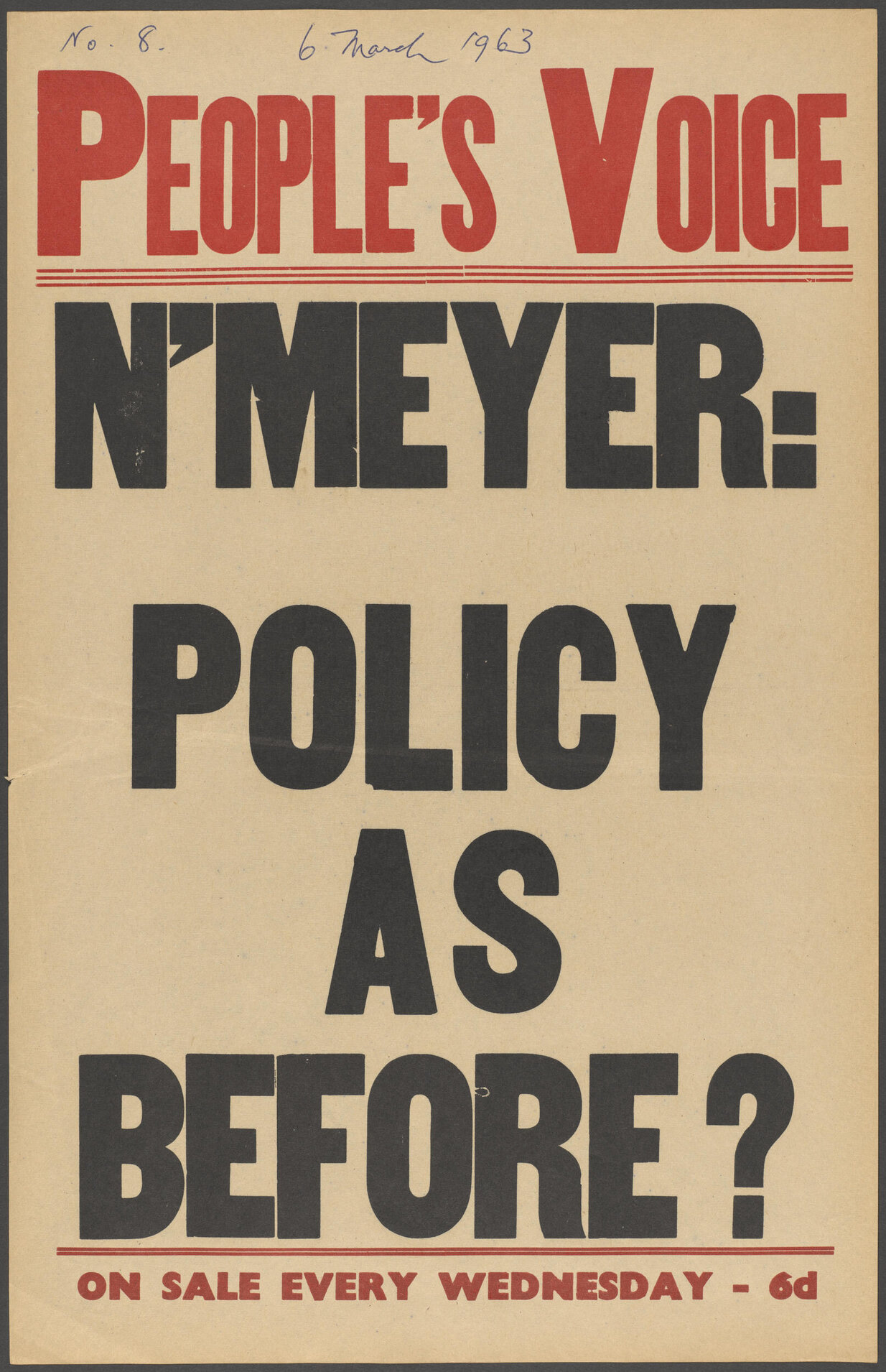 "N'meyer: Policy As Before?"