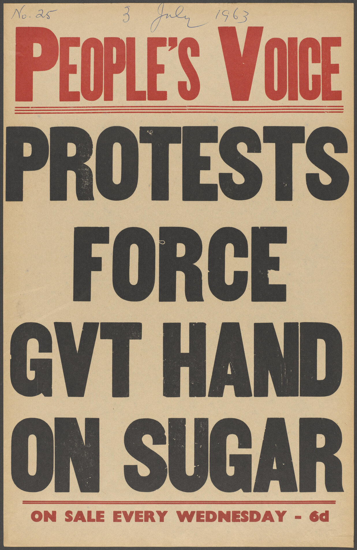 "Protests Force Gvt Hand On Sugar"