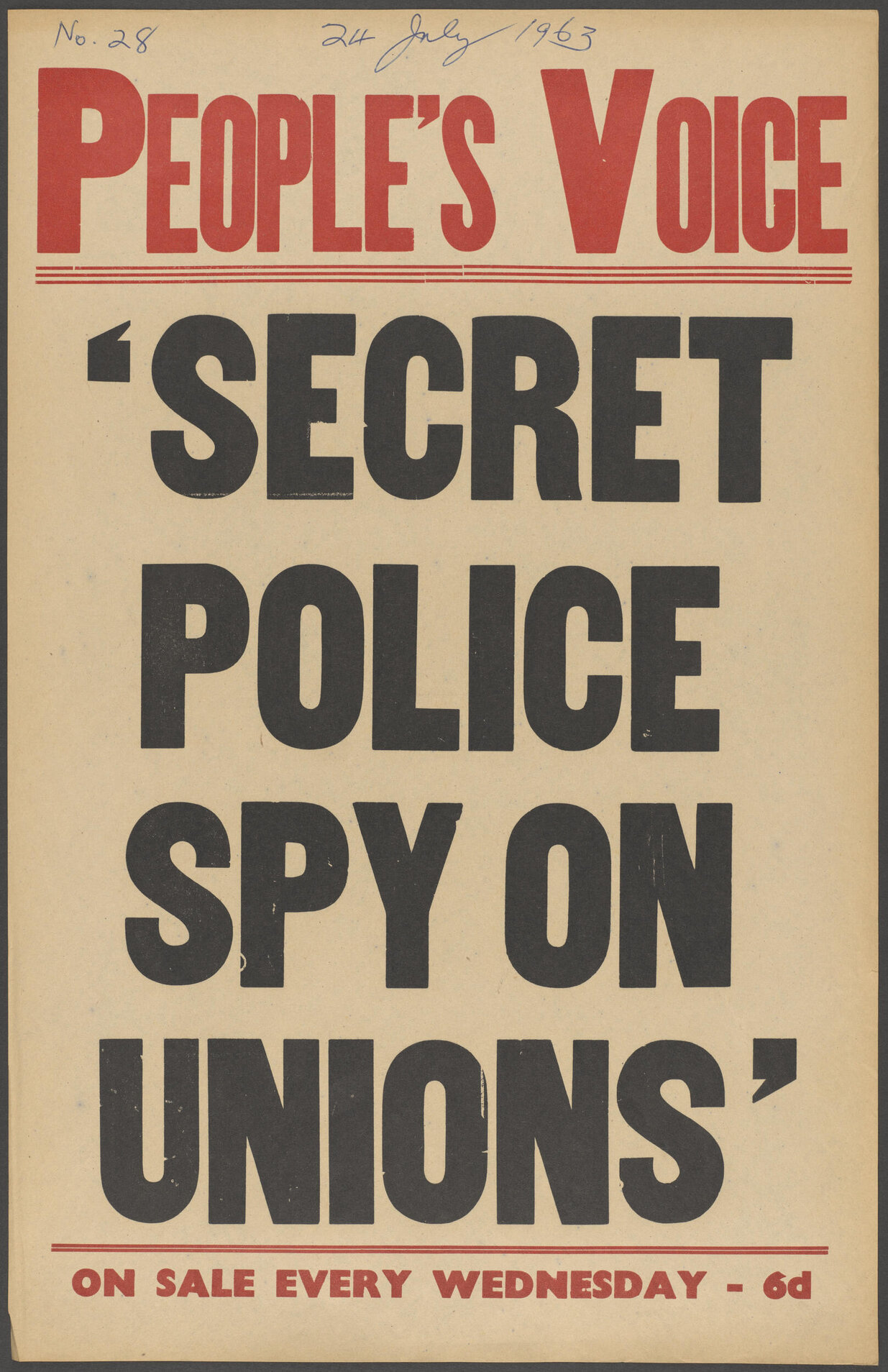 " 'Secret Police Spy On Unions' "