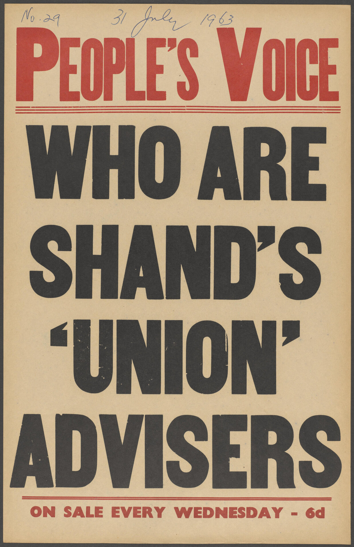 "Who Are Shand's 'Union' Advisers"