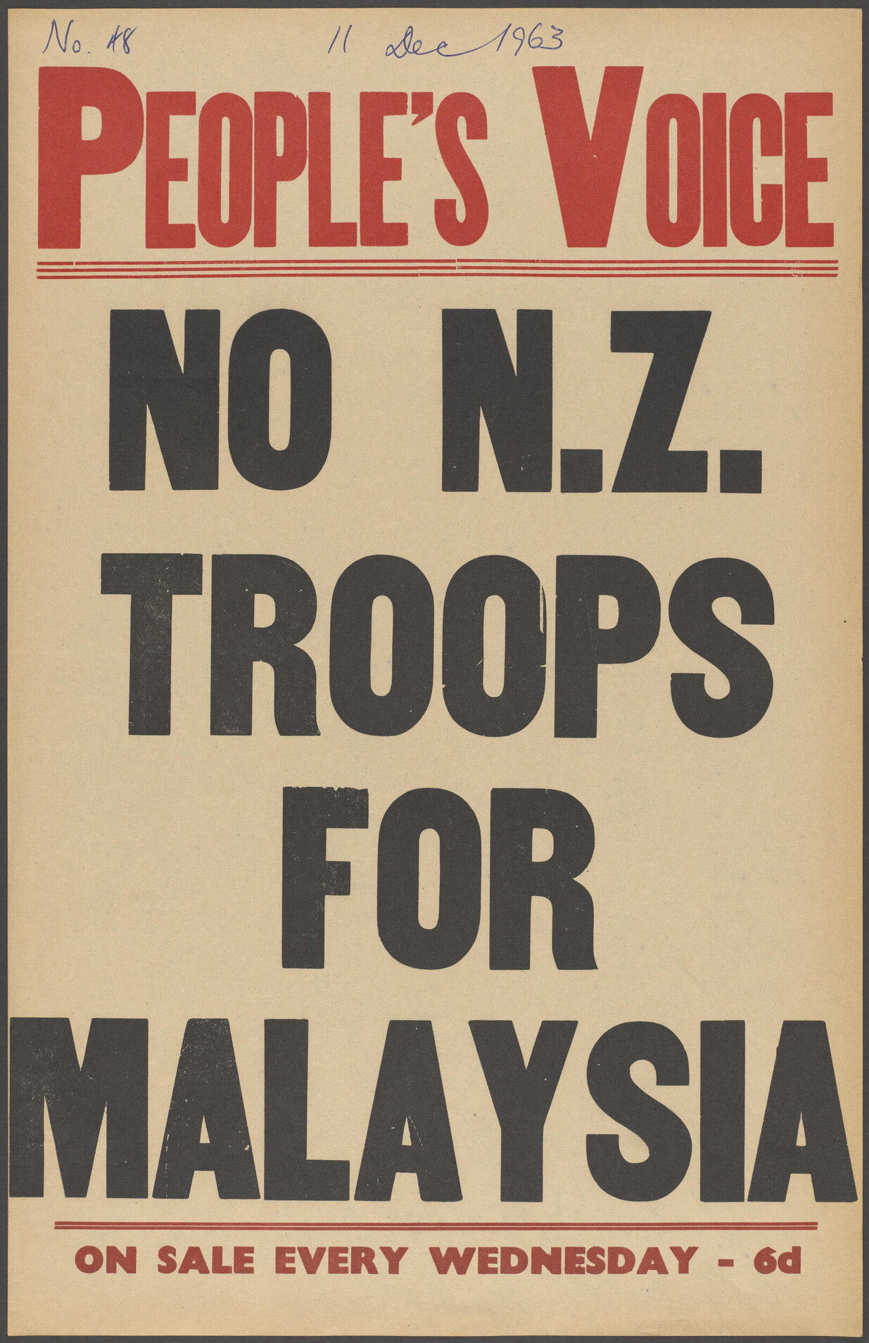 "No N.Z. Troops For Malaysia"