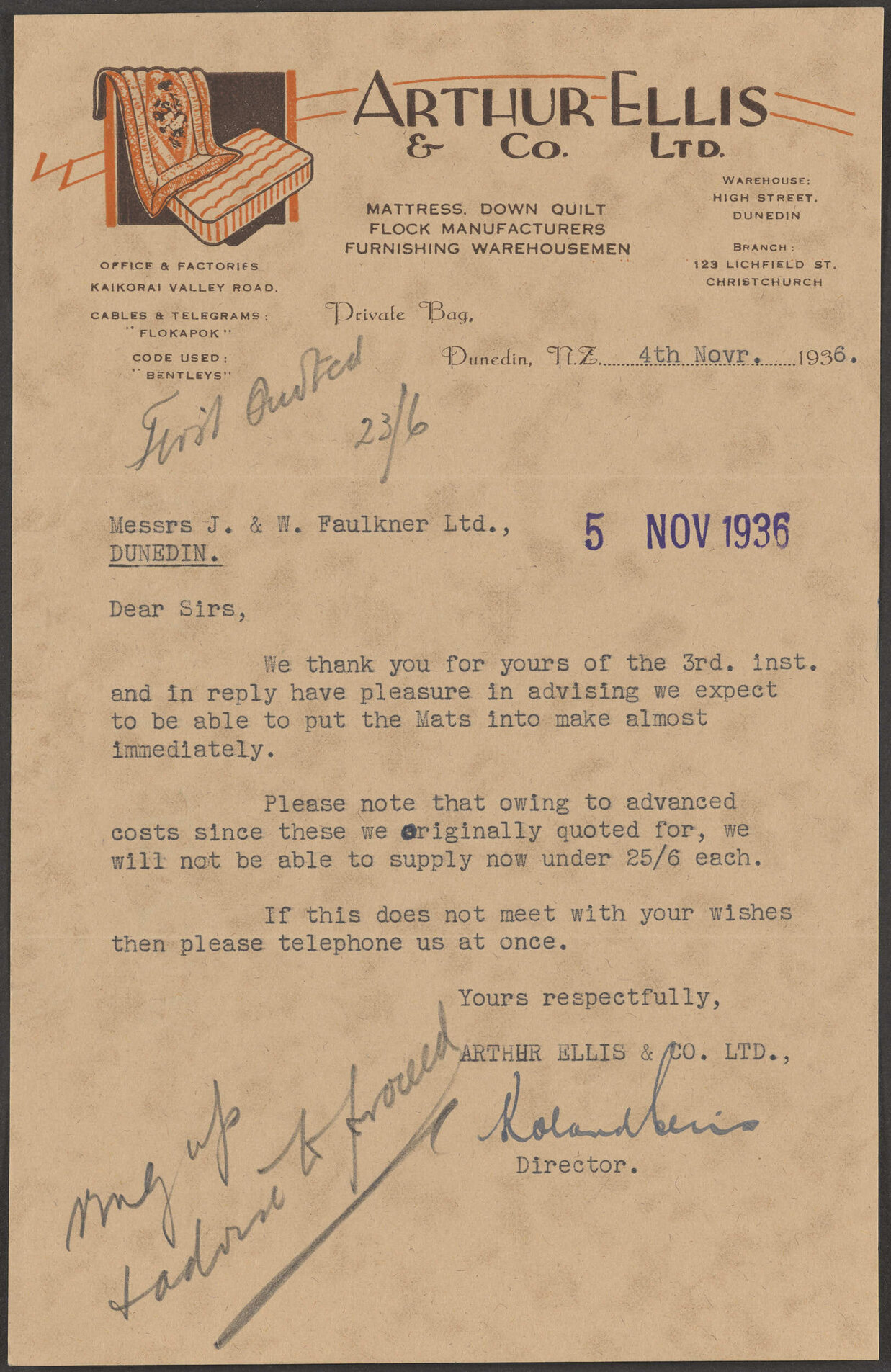 Arthur Ellis &amp; Co. letterhead