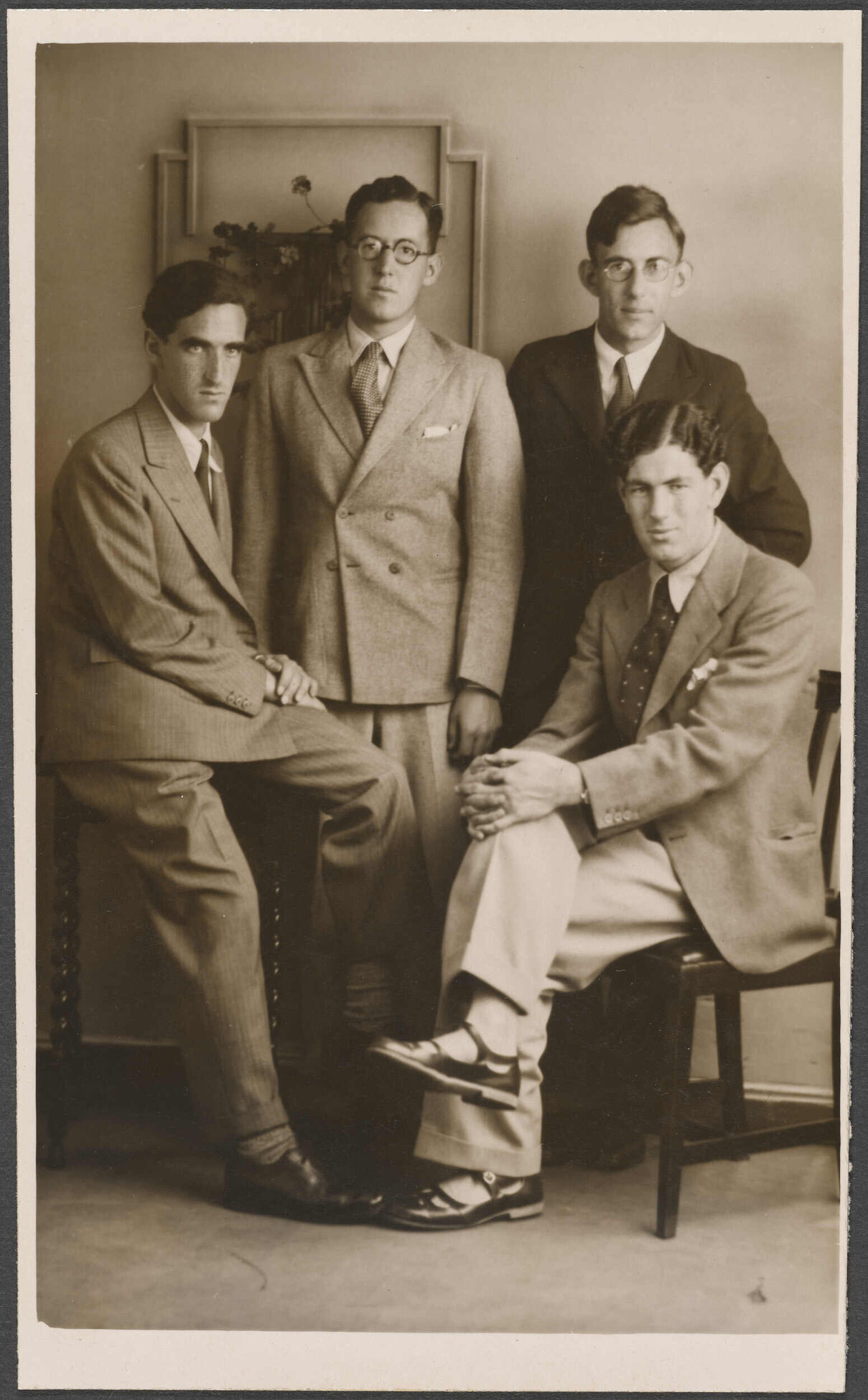[Charles Brasch, unidentified man, Ian Milner, James Bertram]