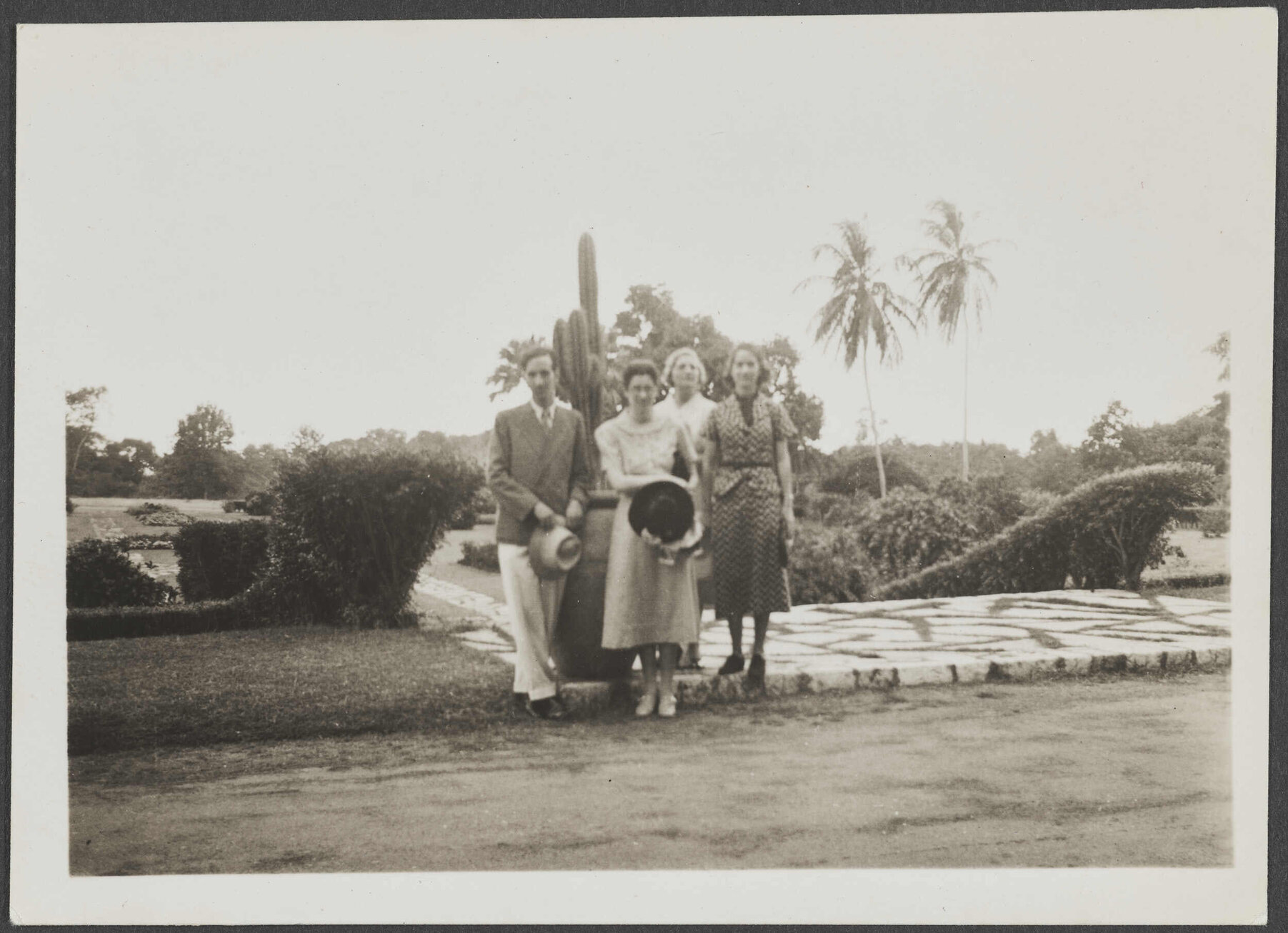 'Jan 1938, ?Jamaica, me, Lel, Miss Tebbitt, Nancy Bainford'