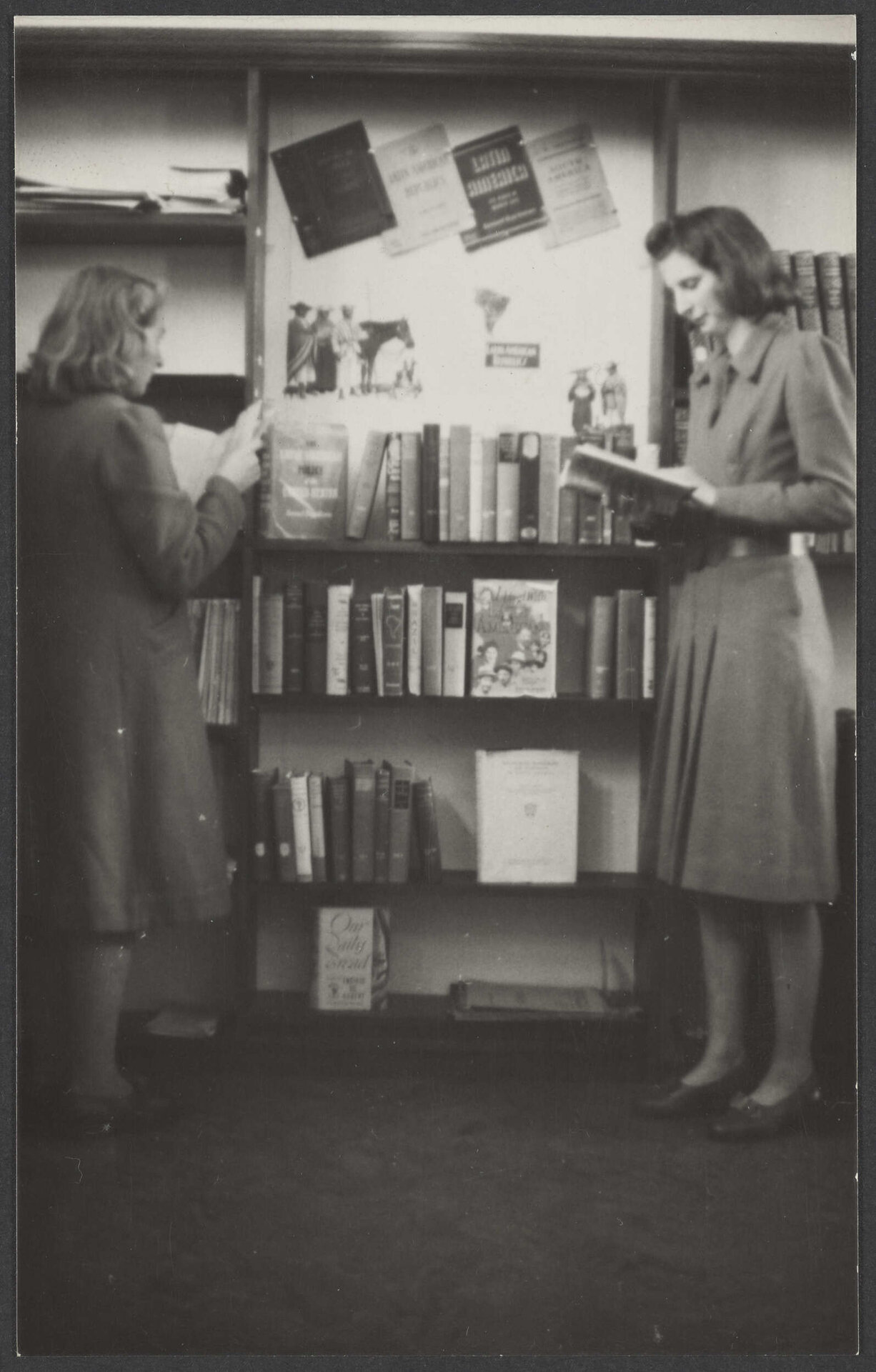 Two women in Dunedin Teachers' College library