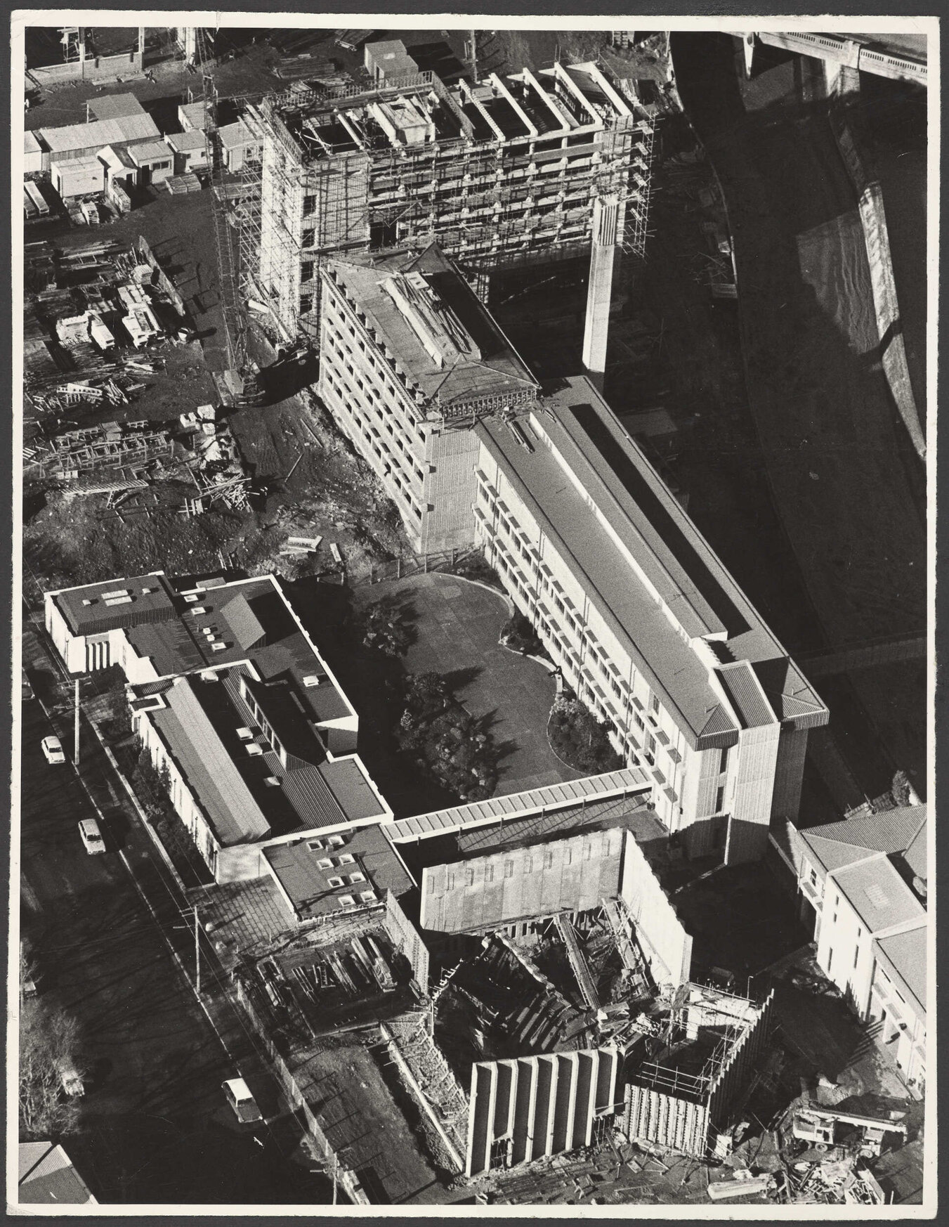 Aerial view of Dunedin Teachers' College buildings and construction