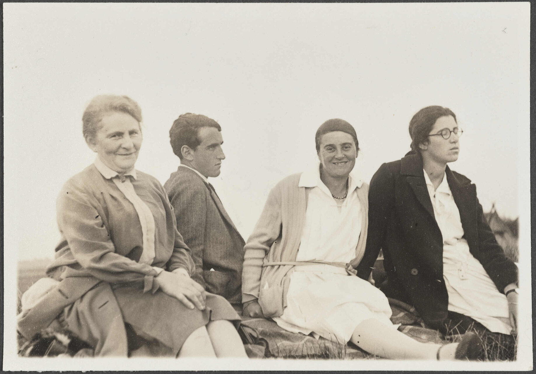 Charles and Lesley Brasch with two unidentified women on the Elbe Dyke