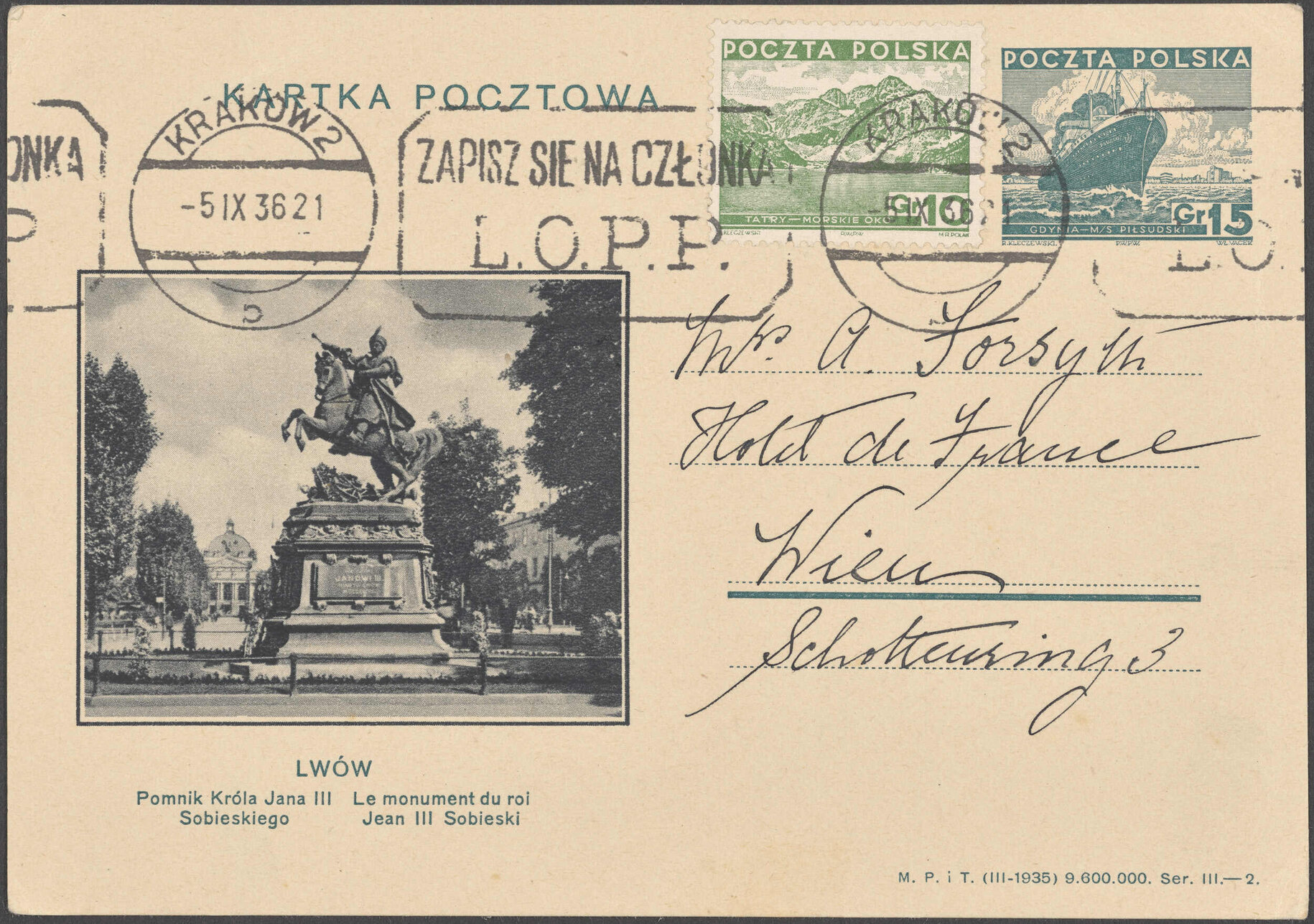 Postcard addressed to Mrs A. Forsyth