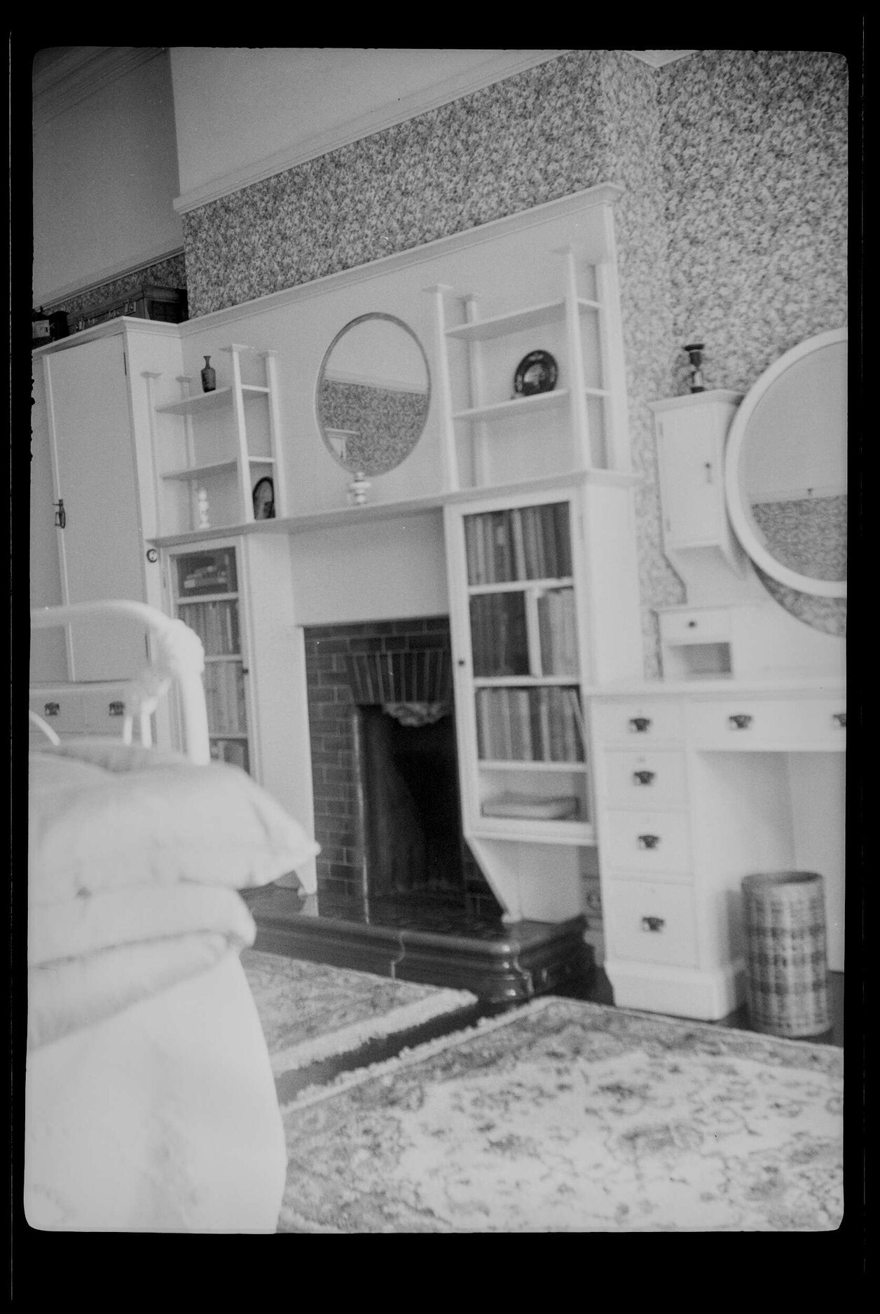 Interior fireplace and cabinetry at Manono