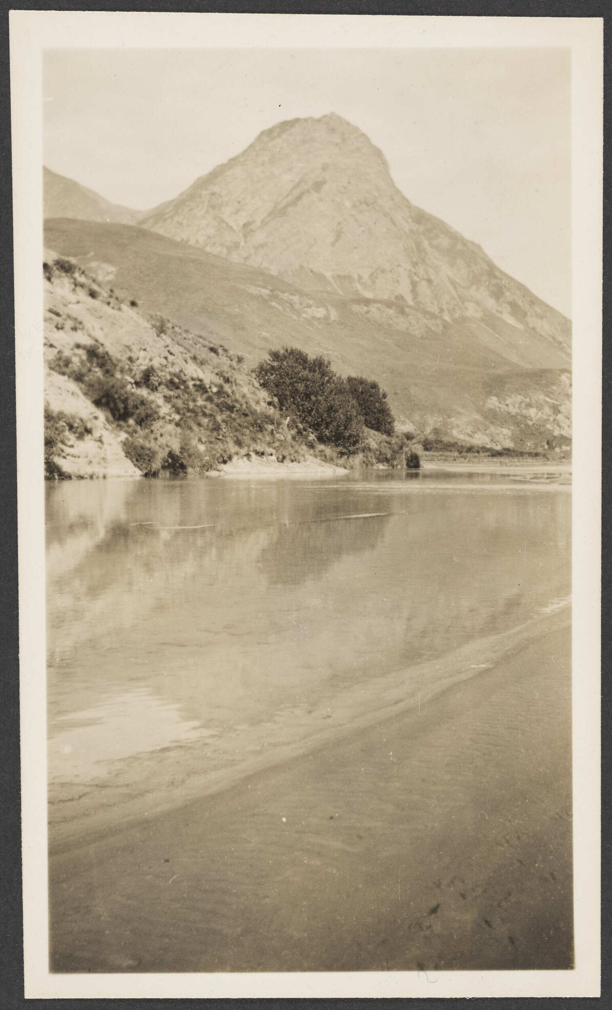 A mountain above a lake