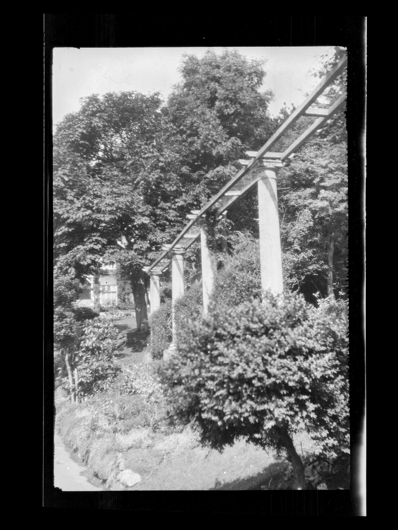 Colonnade in garden at Manono
