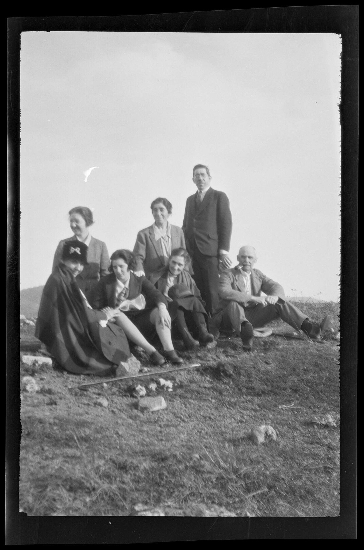 Group of seven people outdoors, including Esmond de Beer