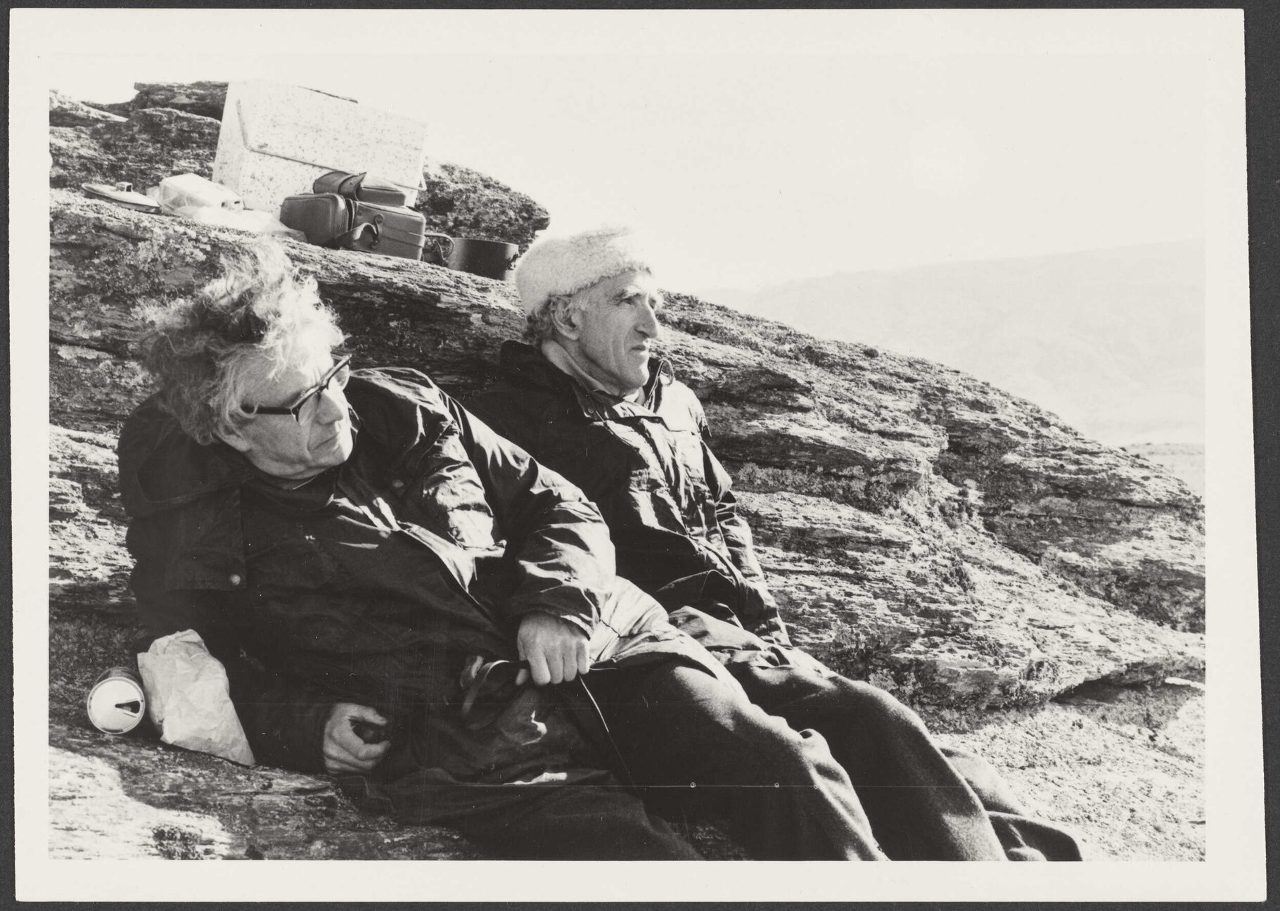 Charles and another man resting on Mt Misery