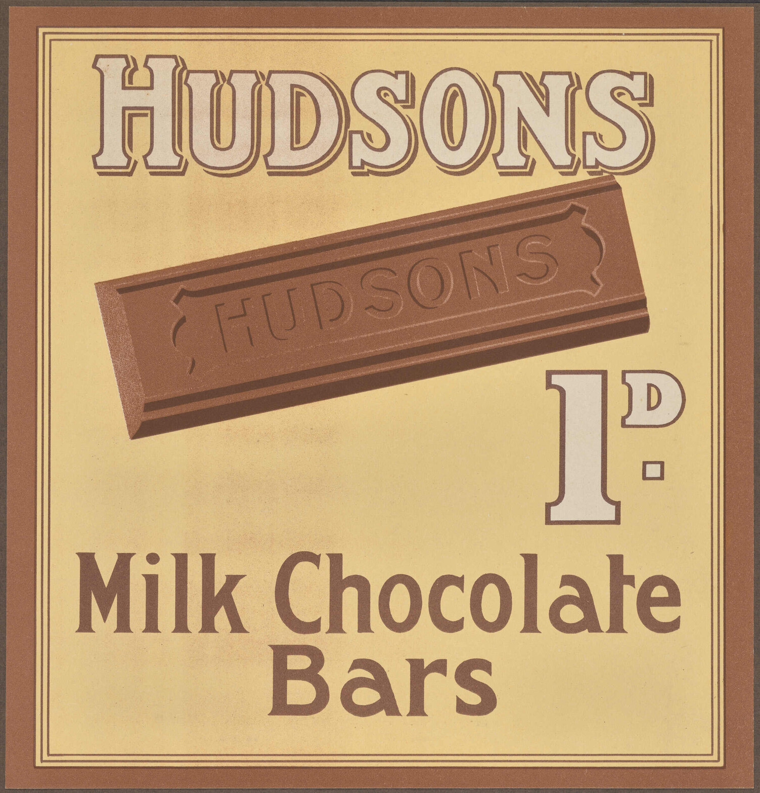 Hudsons 1d. Milk Chocolate Bars [label]
