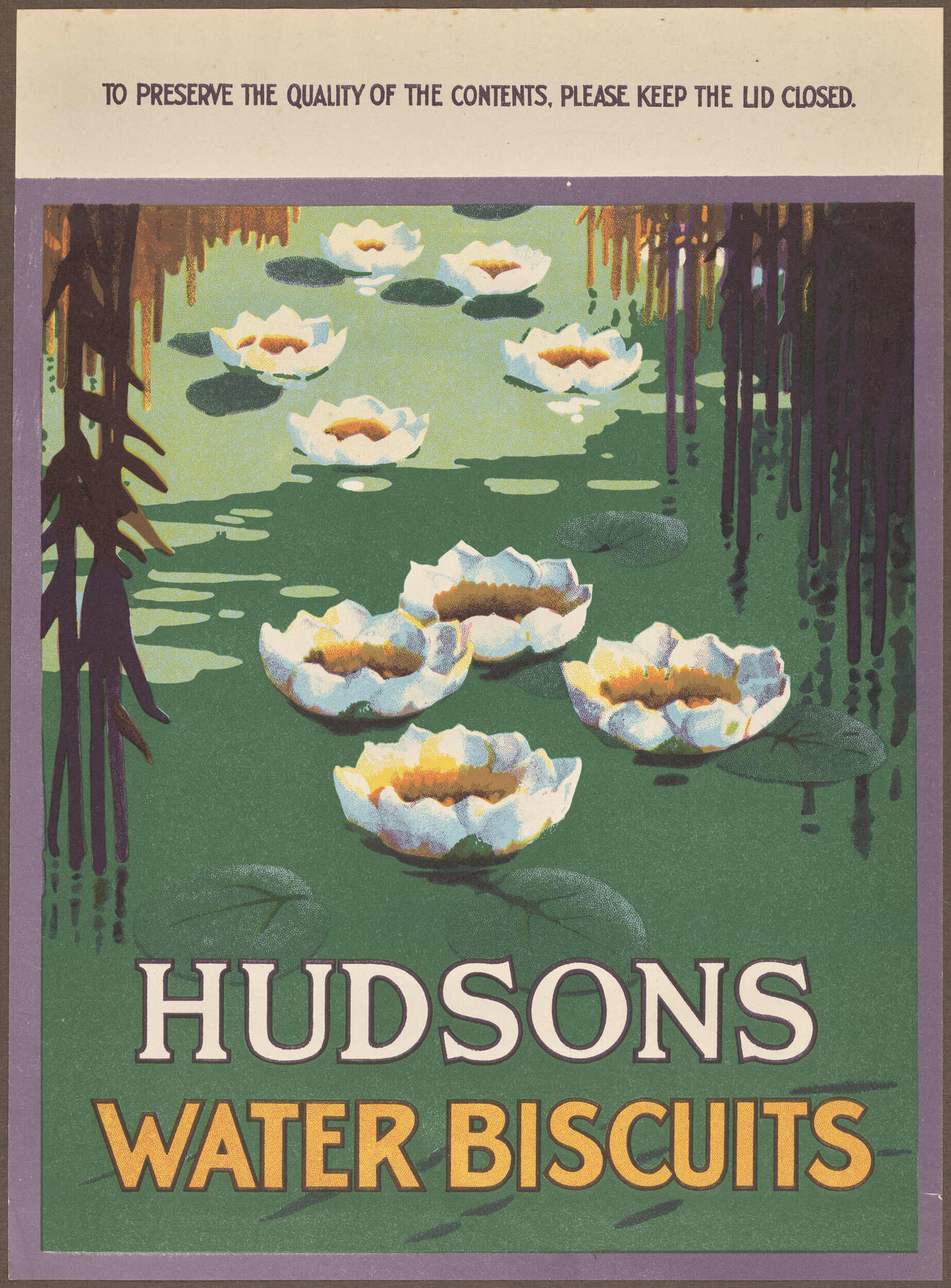 Hudsons Water Biscuits [label]