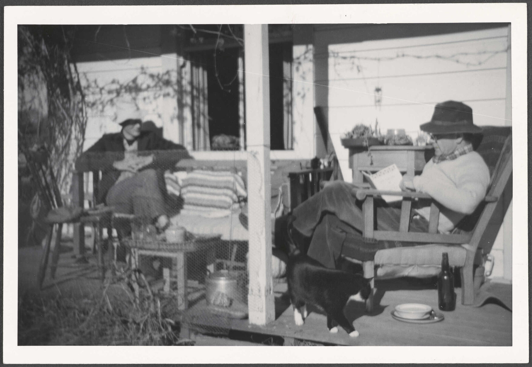 'Toss reading NFO [Not Far Off] to Graham Jones and Paddy, Riwaka July '69'