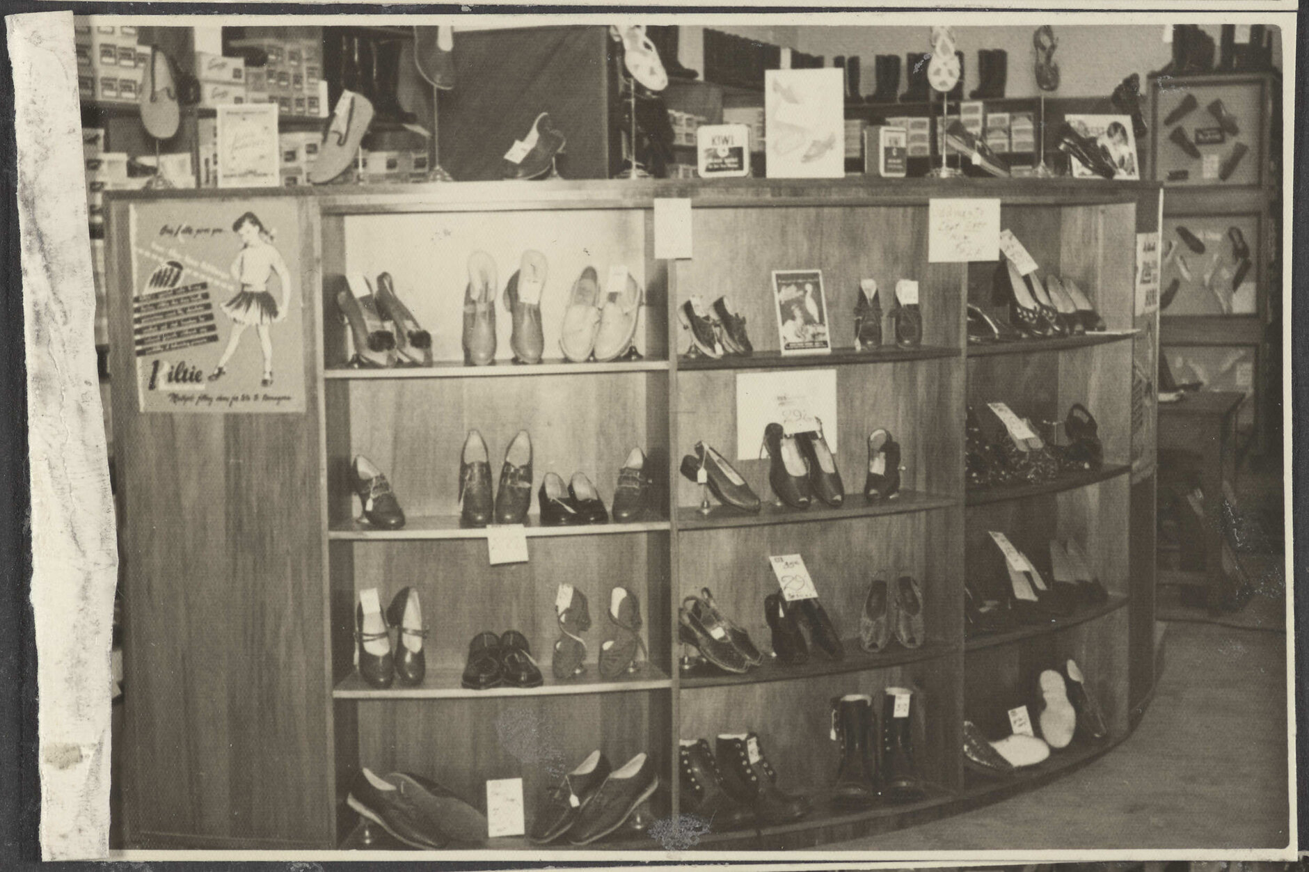 Footwear display at Hallensteins, Whangārei
