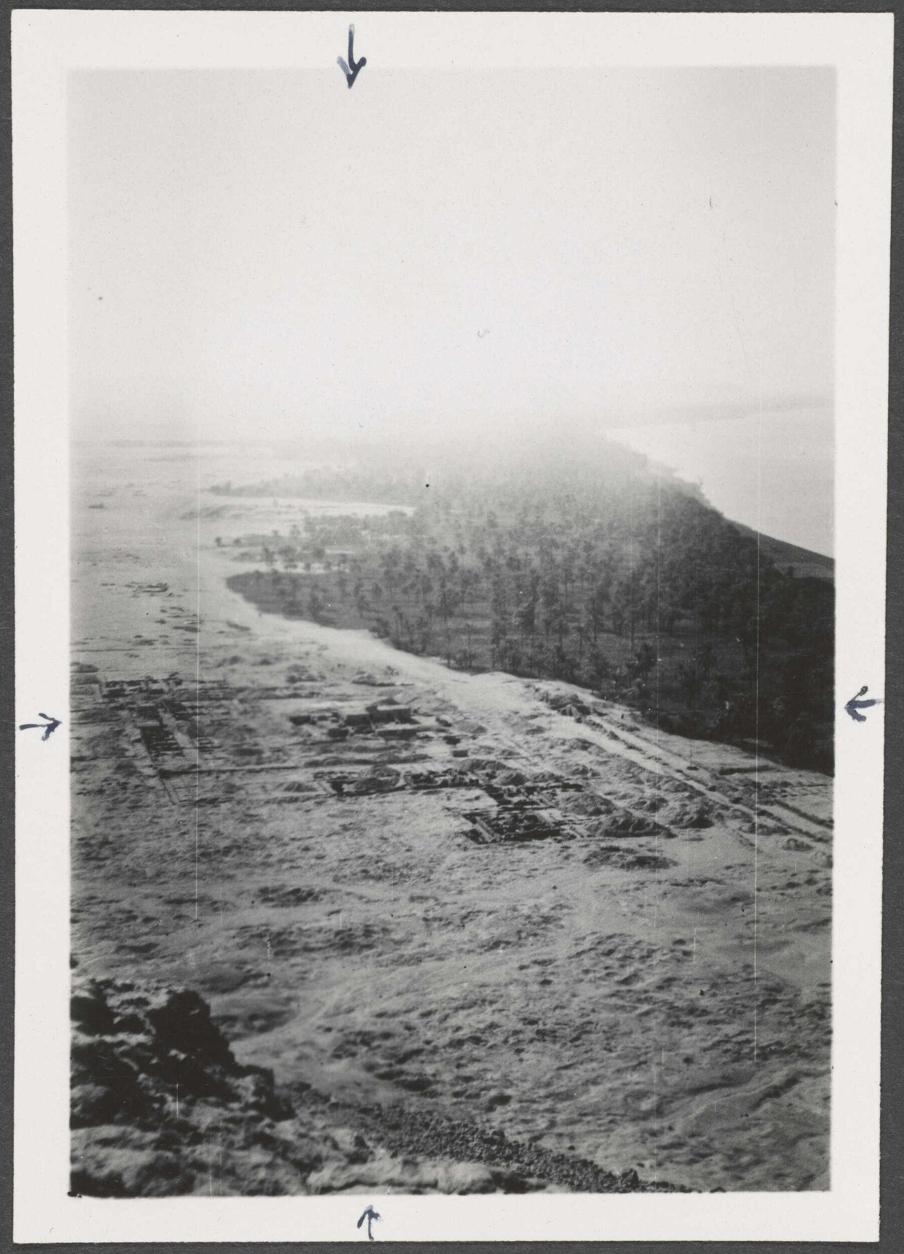 View showing the plain from the desert, showing location of the North House