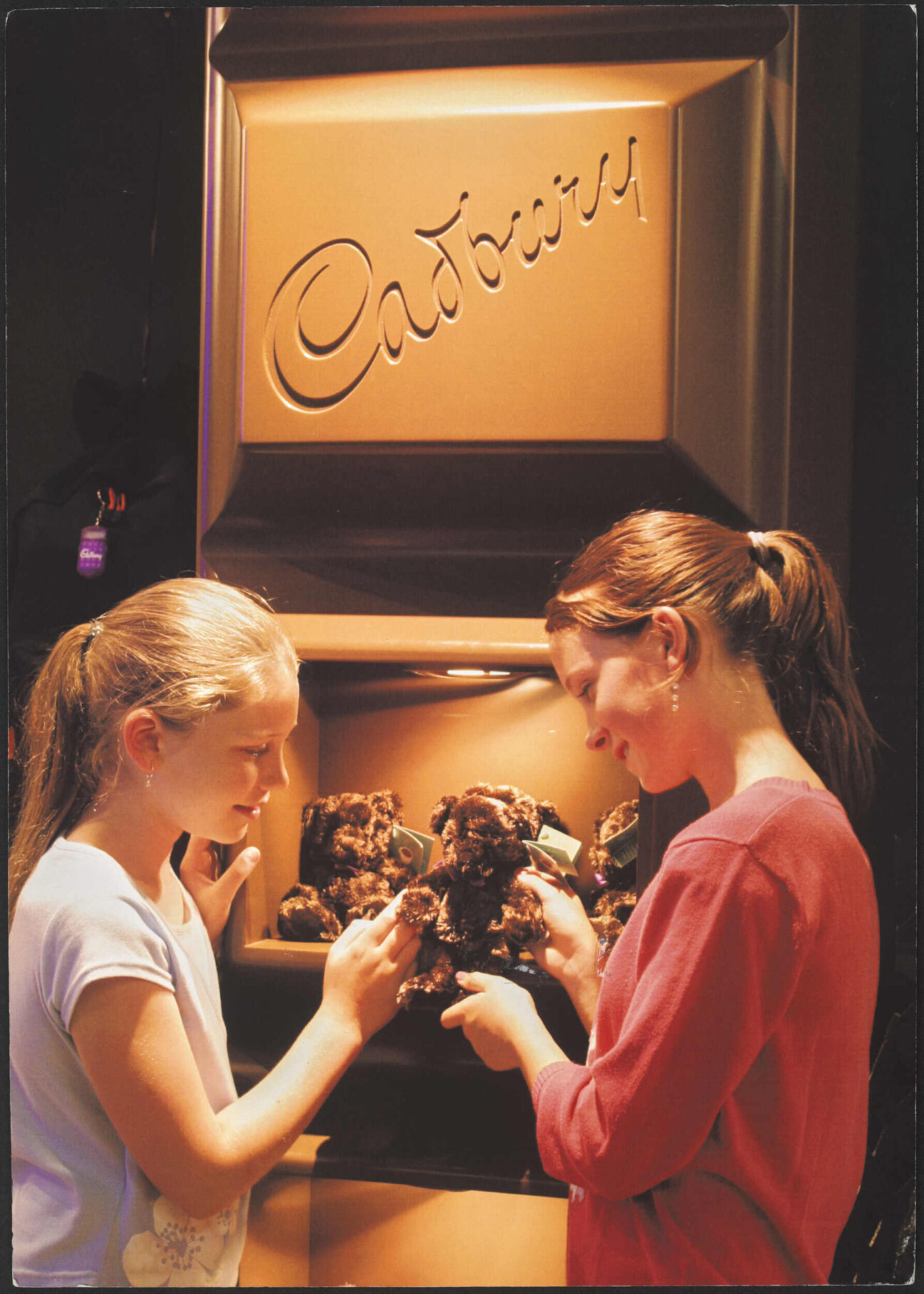 Girls with toy bears at Cadbury World