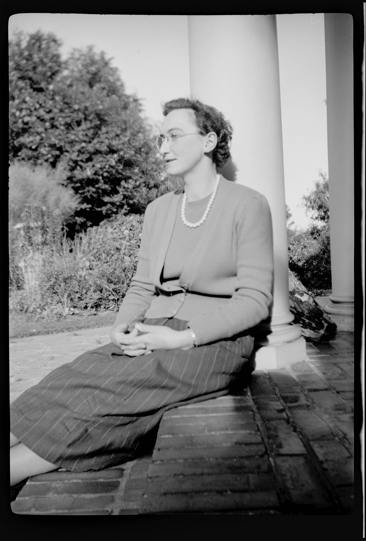 Ruth Dallas sitting on step