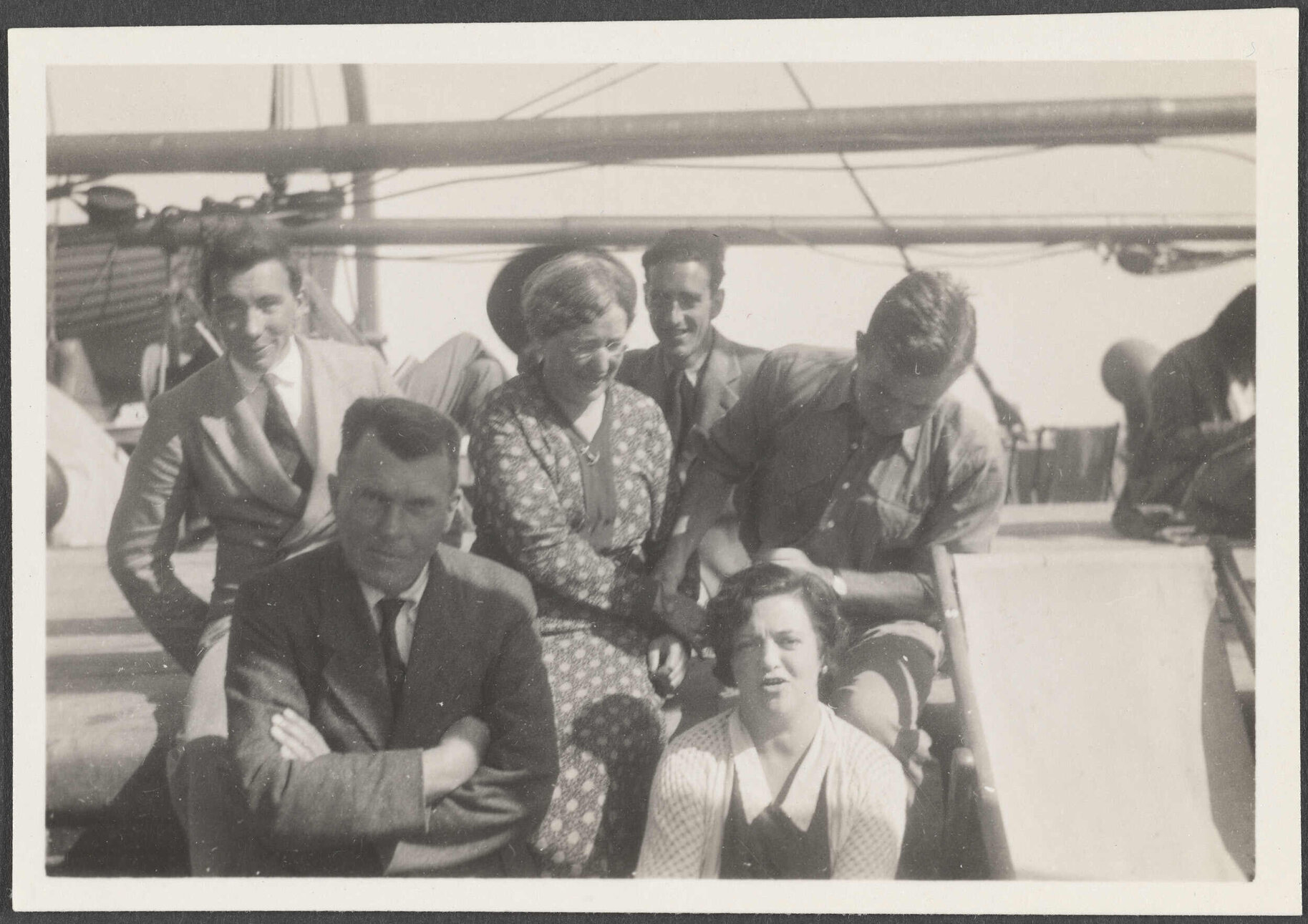 Group of people on ship 'The Barrabool'