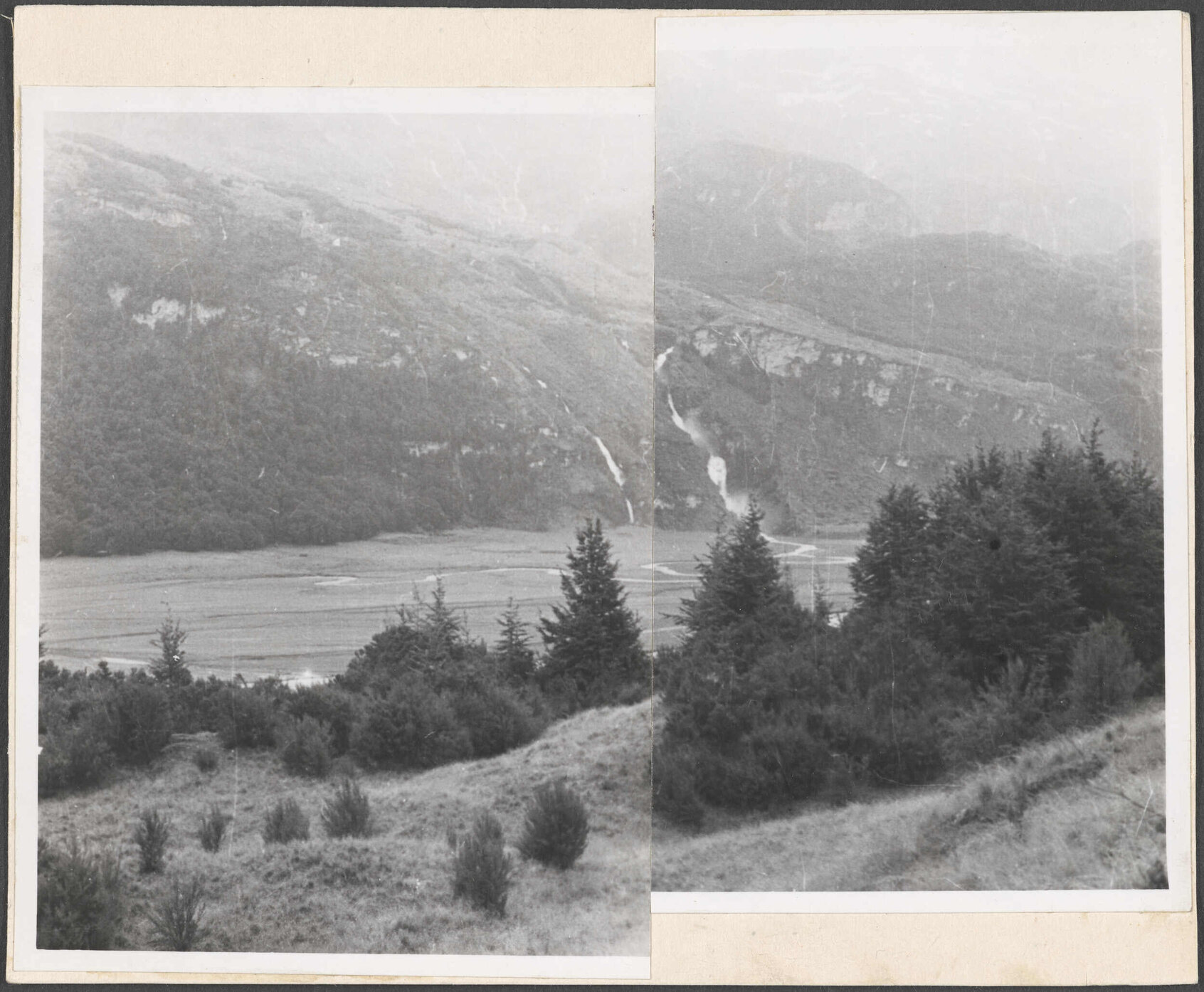 'Earnslaw up on the left. Across the Rees Valley from above Twenty-five Mile Hut'