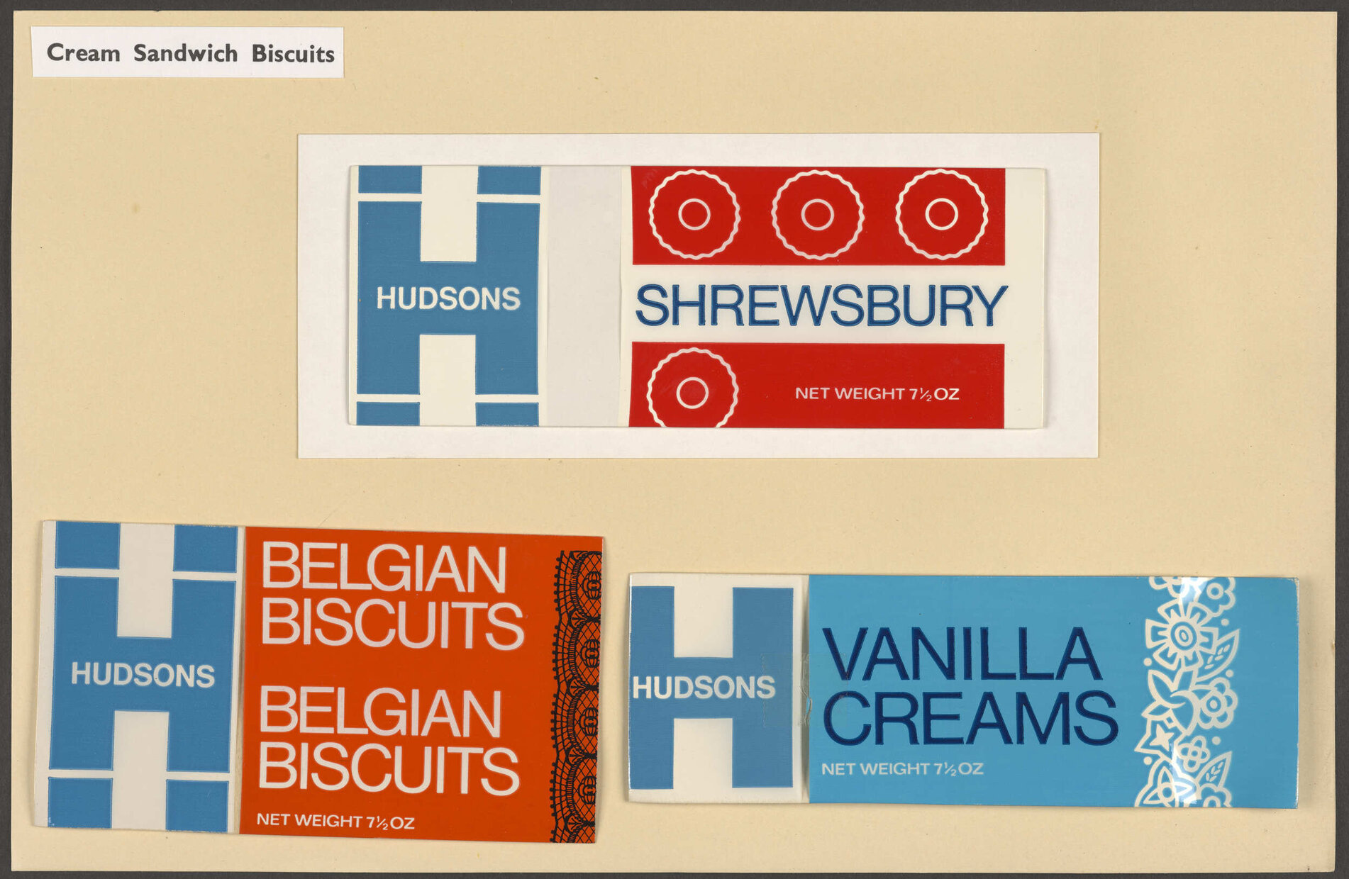 Hudsons 'Cream Sandwich Biscuits': Shrewsbury, Belgian Biscuits, Vanilla Creams