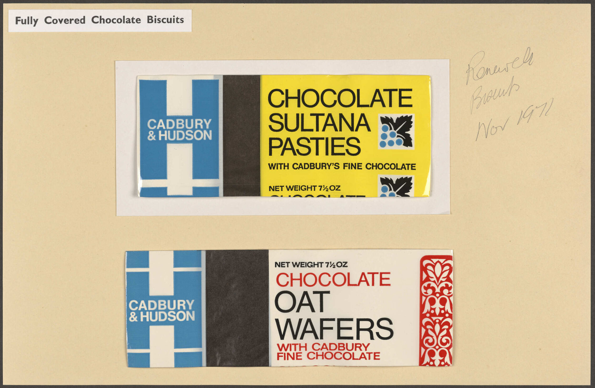 Cadbury &amp; Hudson Chocolate Sultana Pasties, Chocolate Oat Wafers