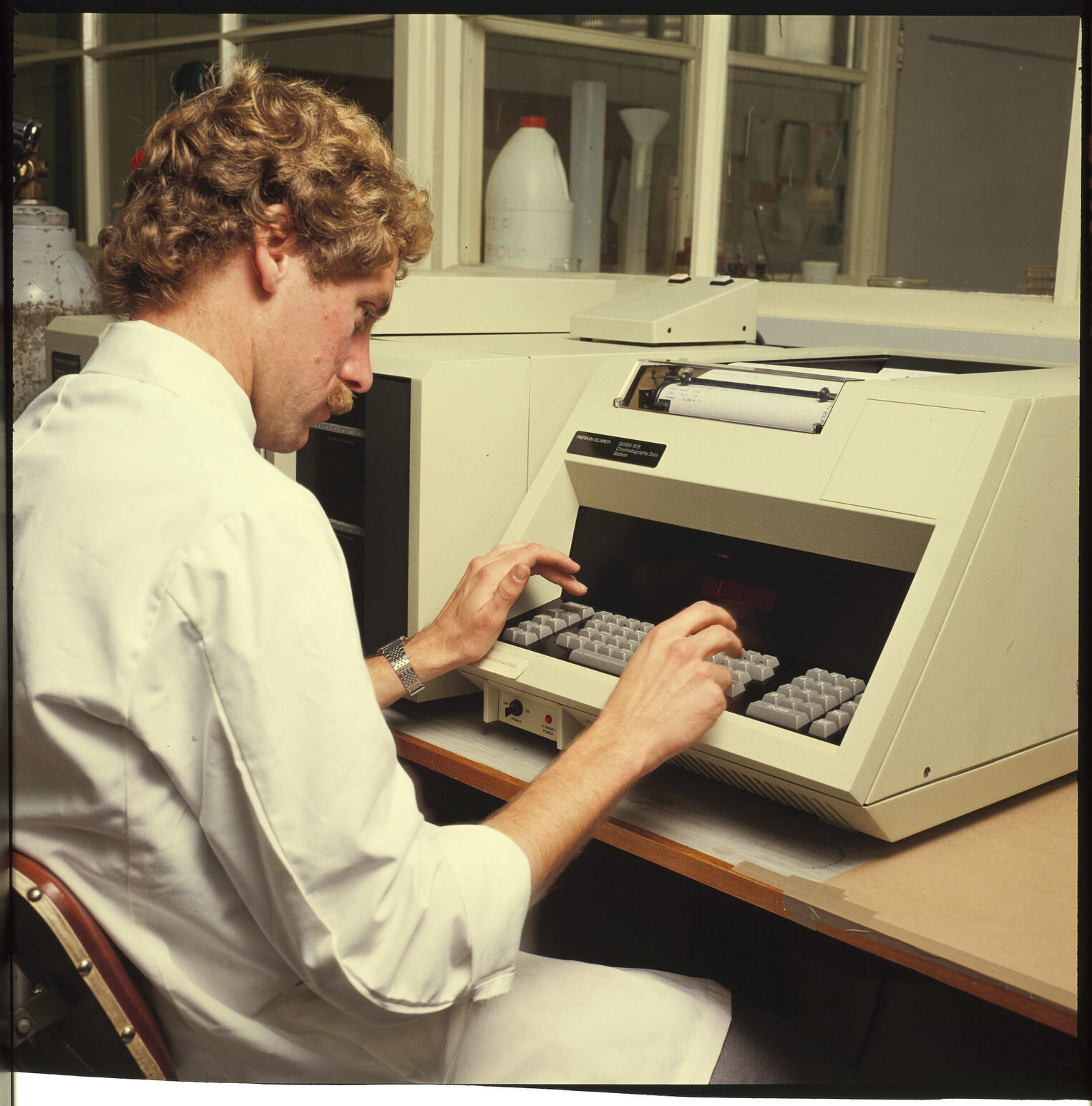 Man at Chromatography Data Station in Cadbury laboratory
