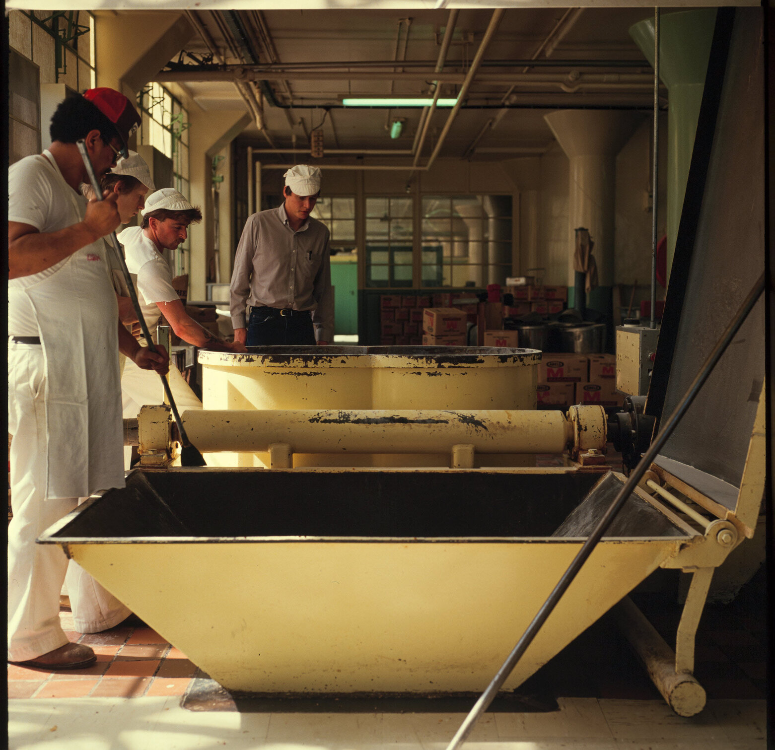 Cadbury production staff with biscuit-making machinery