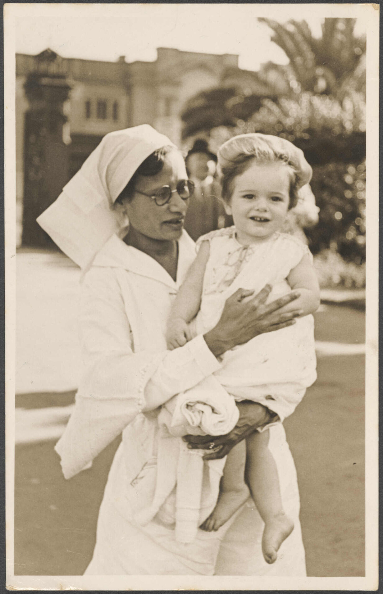 Young Jeremy Stamers-Smith with a nurse