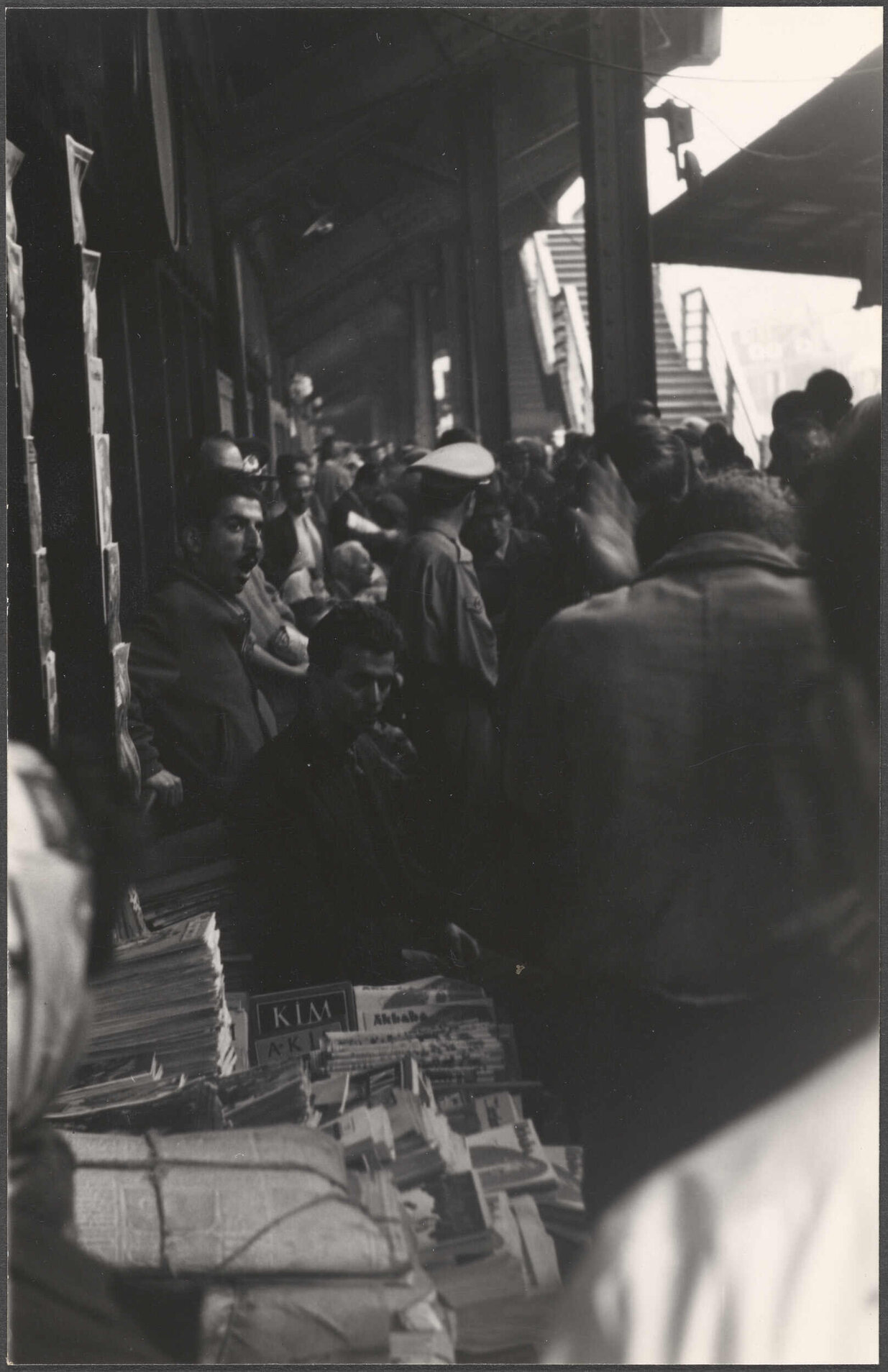 Wharves under Galata Bridge during a shower