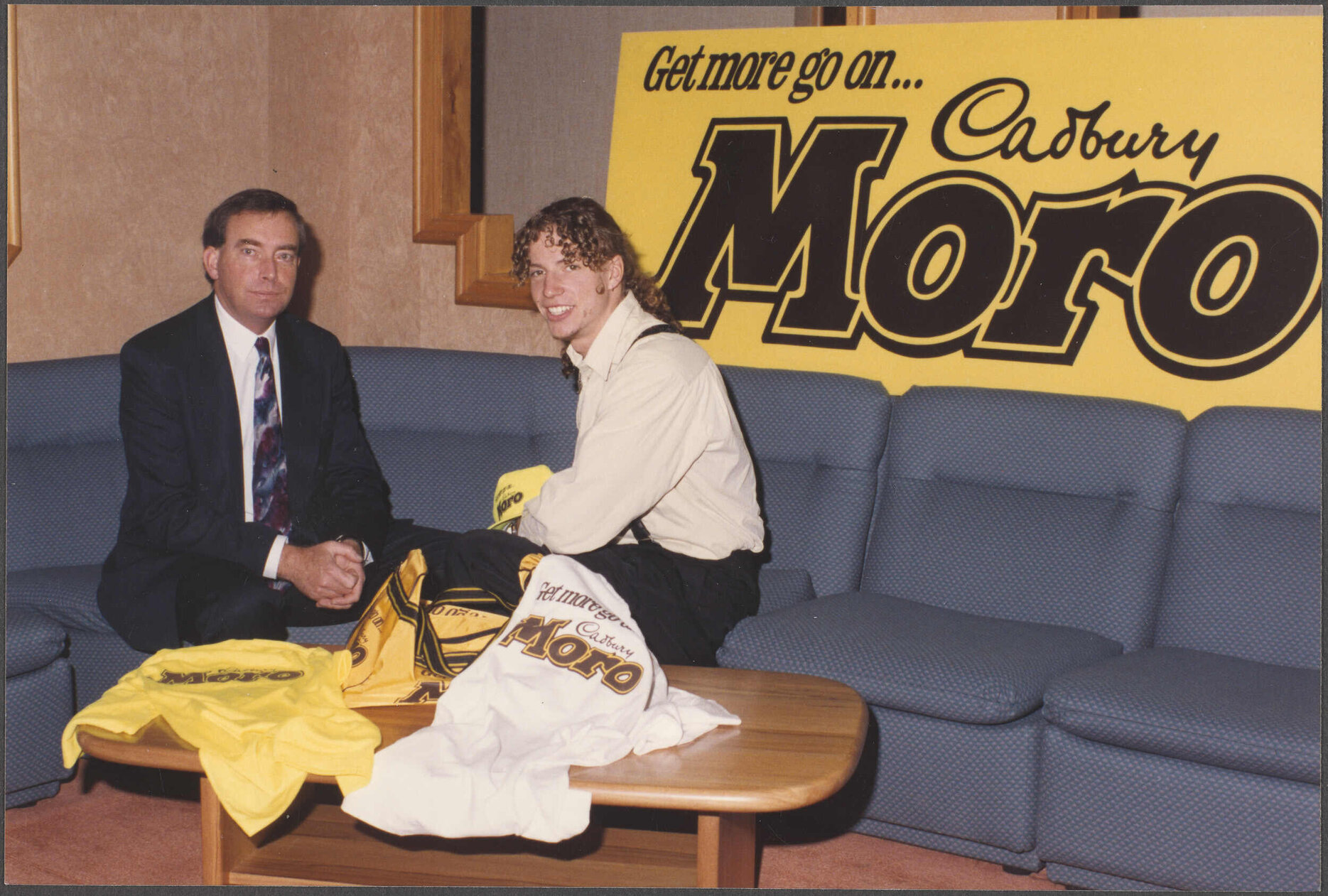 Paul Hudson with Danyon Loader, Cadbury Moro sponsorship