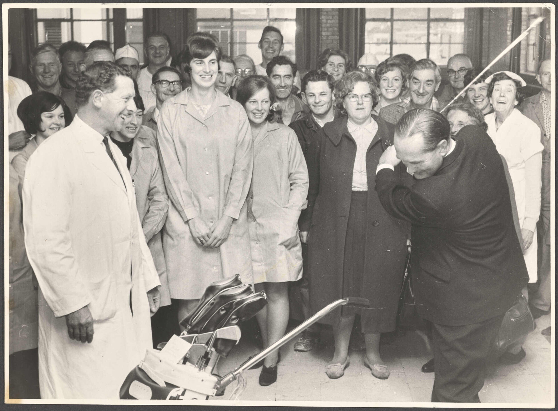 Staff group with W.M. Smith on his retirement from Cadbury Fry Hudson