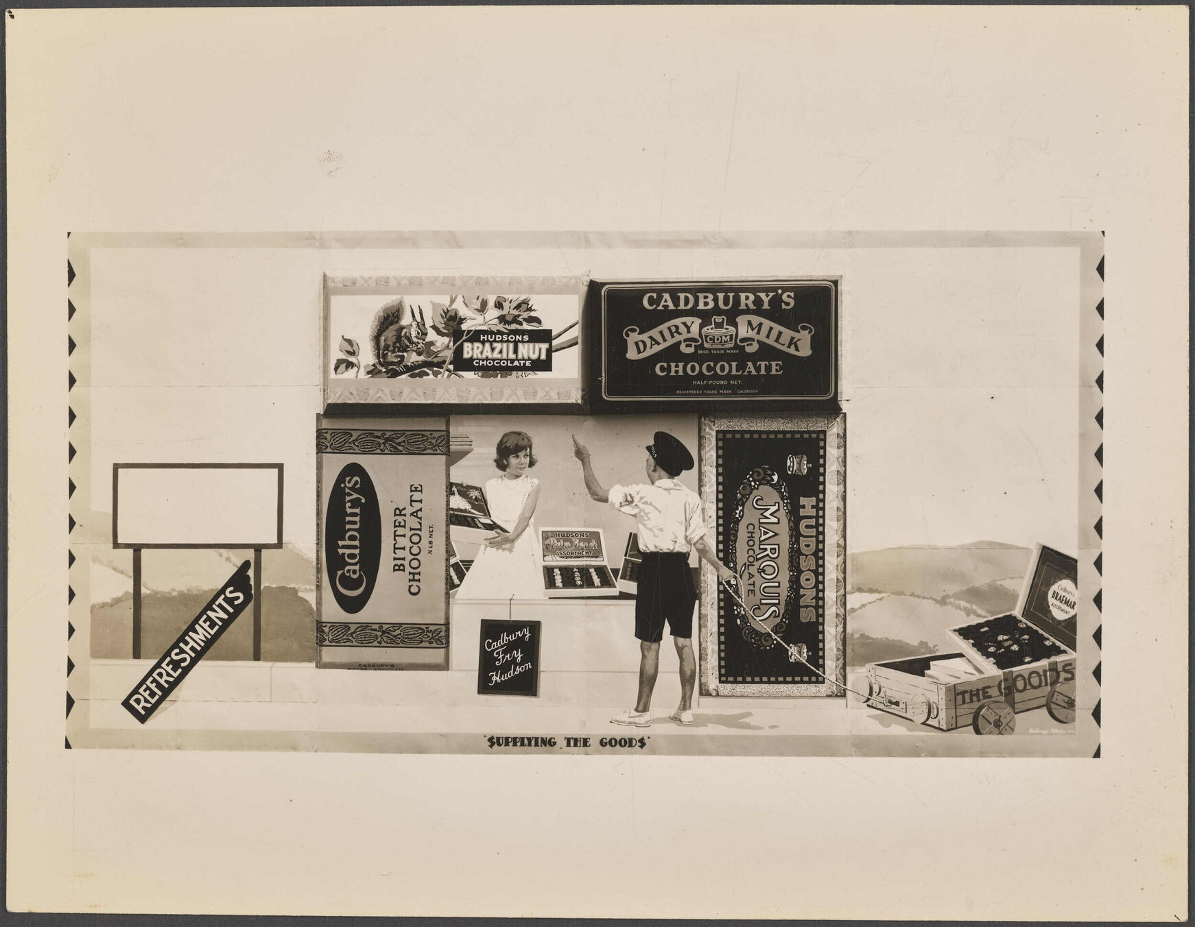'Supplying the Goods' billboard advertising Hudsons and Cadbury products
