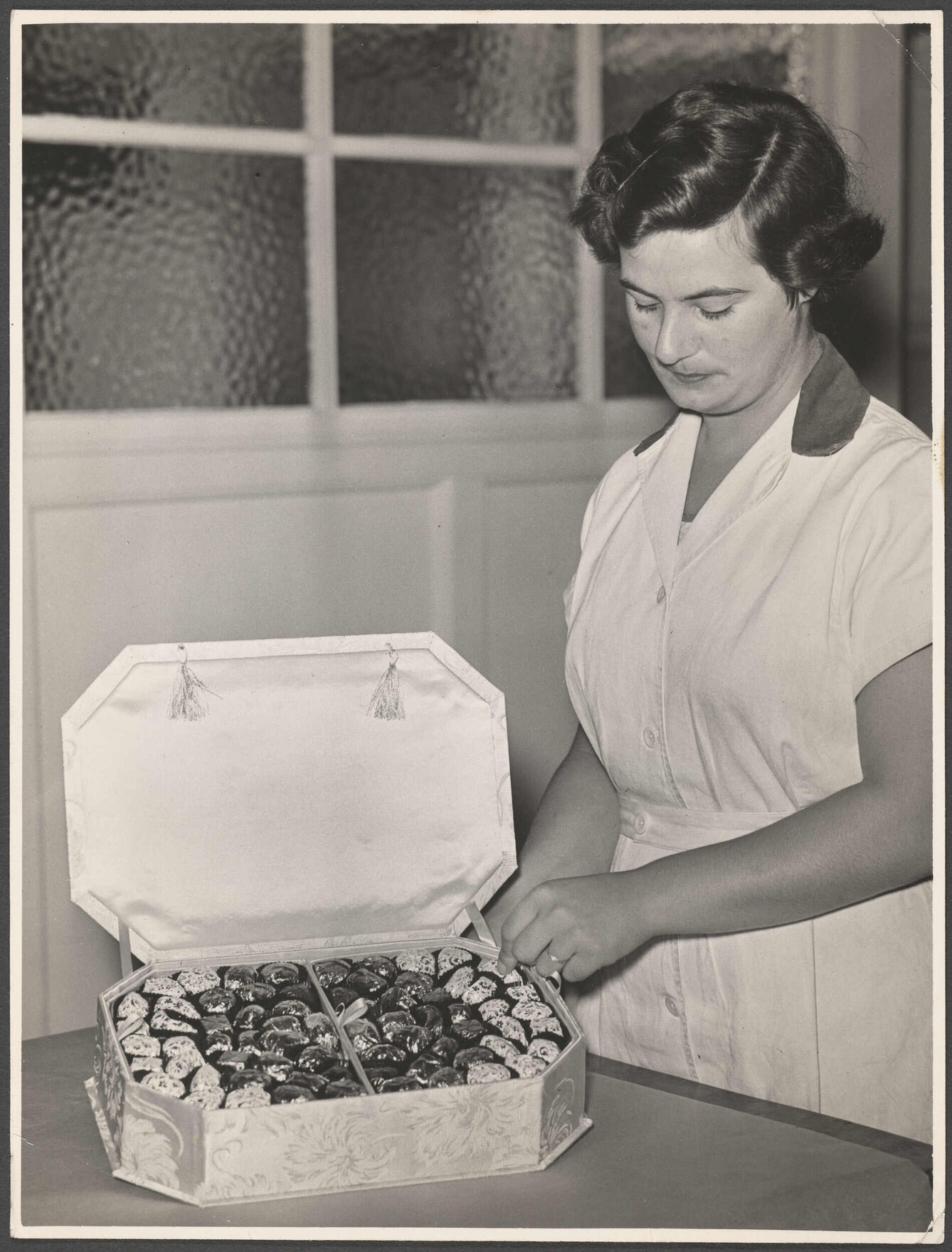 Nancy Carey with special presentation casket of chocolates