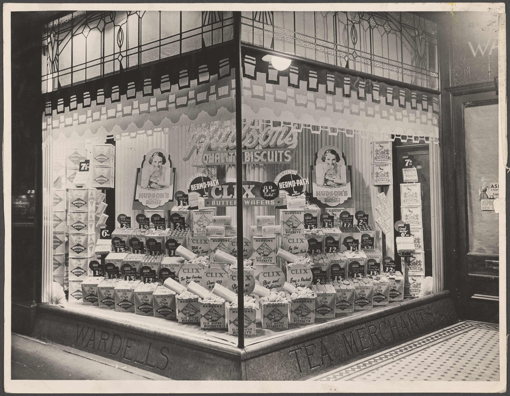 Hudsons biscuits display at Wardells, George Street