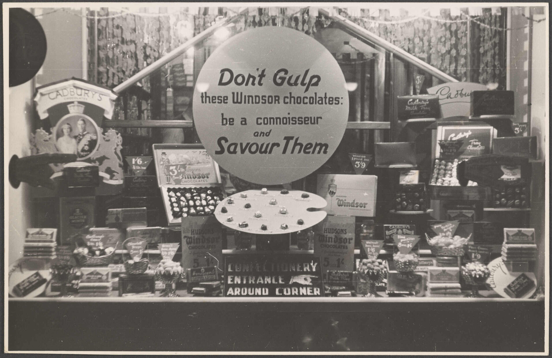 Hudsons Windsor Chocolates window display, Wellington
