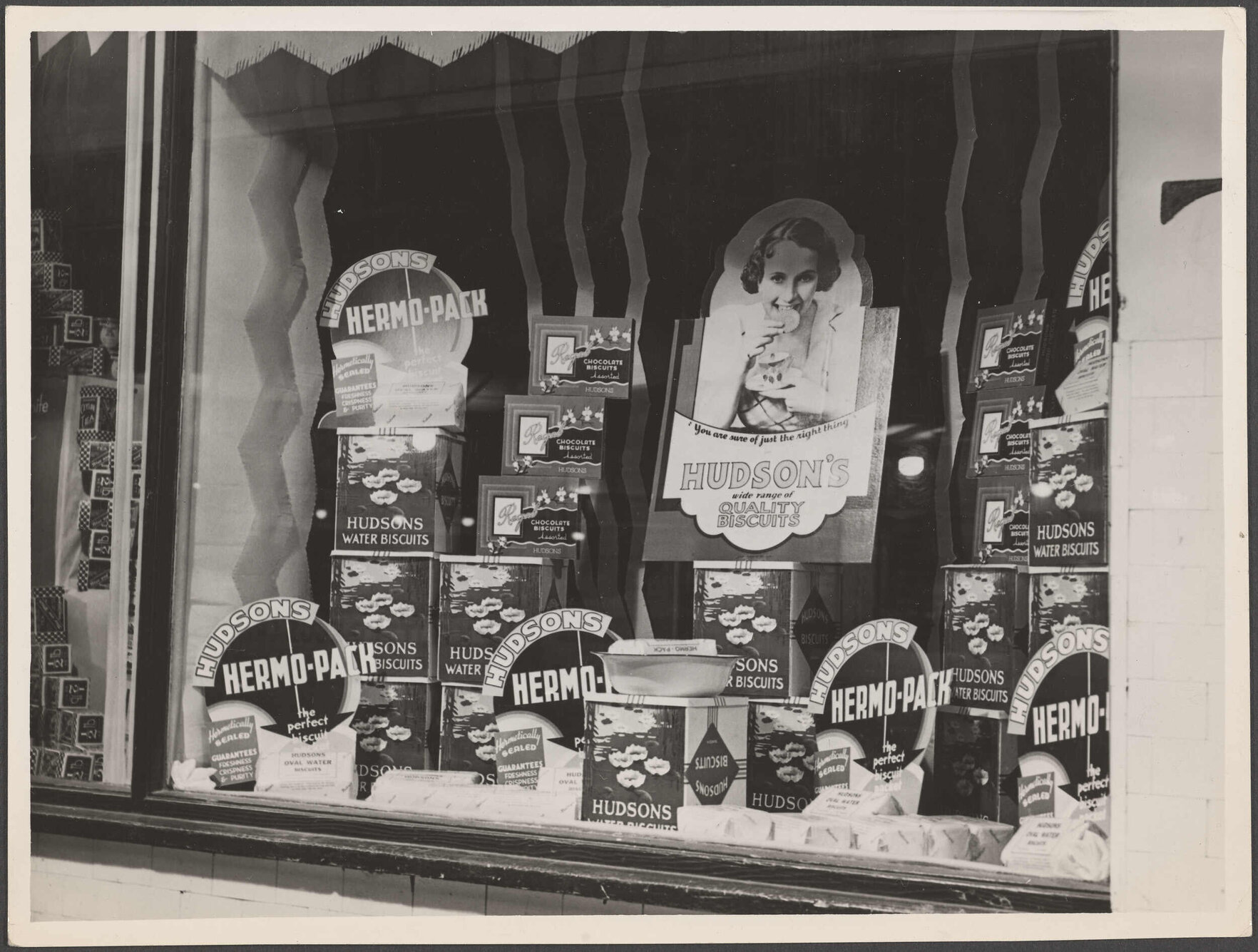 Hudsons Biscuits window display, Dominion Road, Auckland