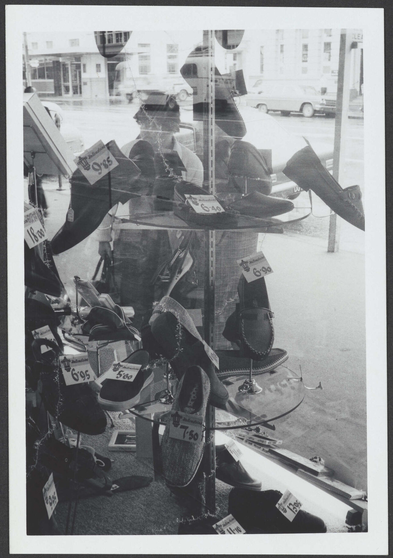 Window display of shoes at Hallensteins branch premises, Hamilton