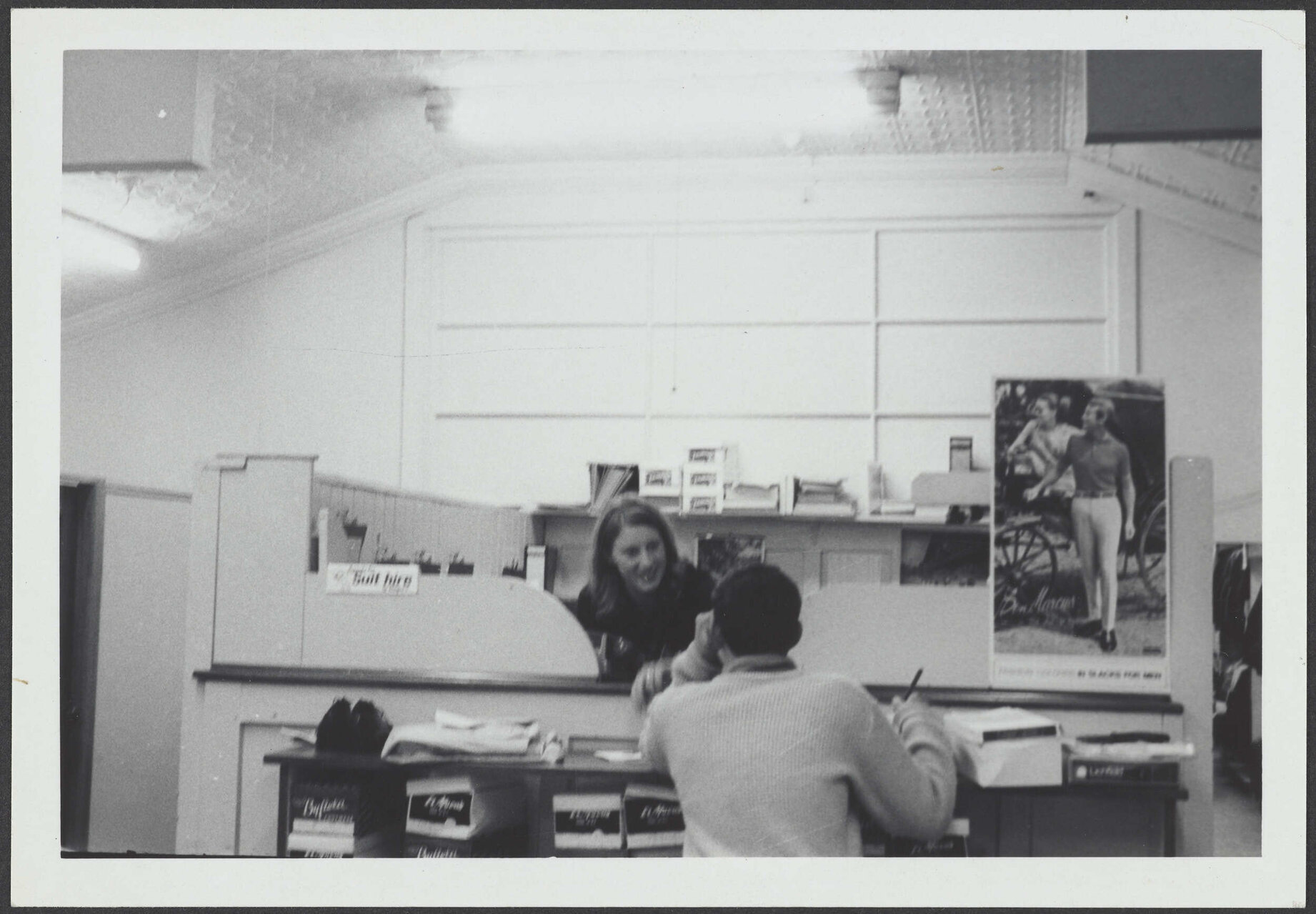 Hallensteins store interior with staff, Gore