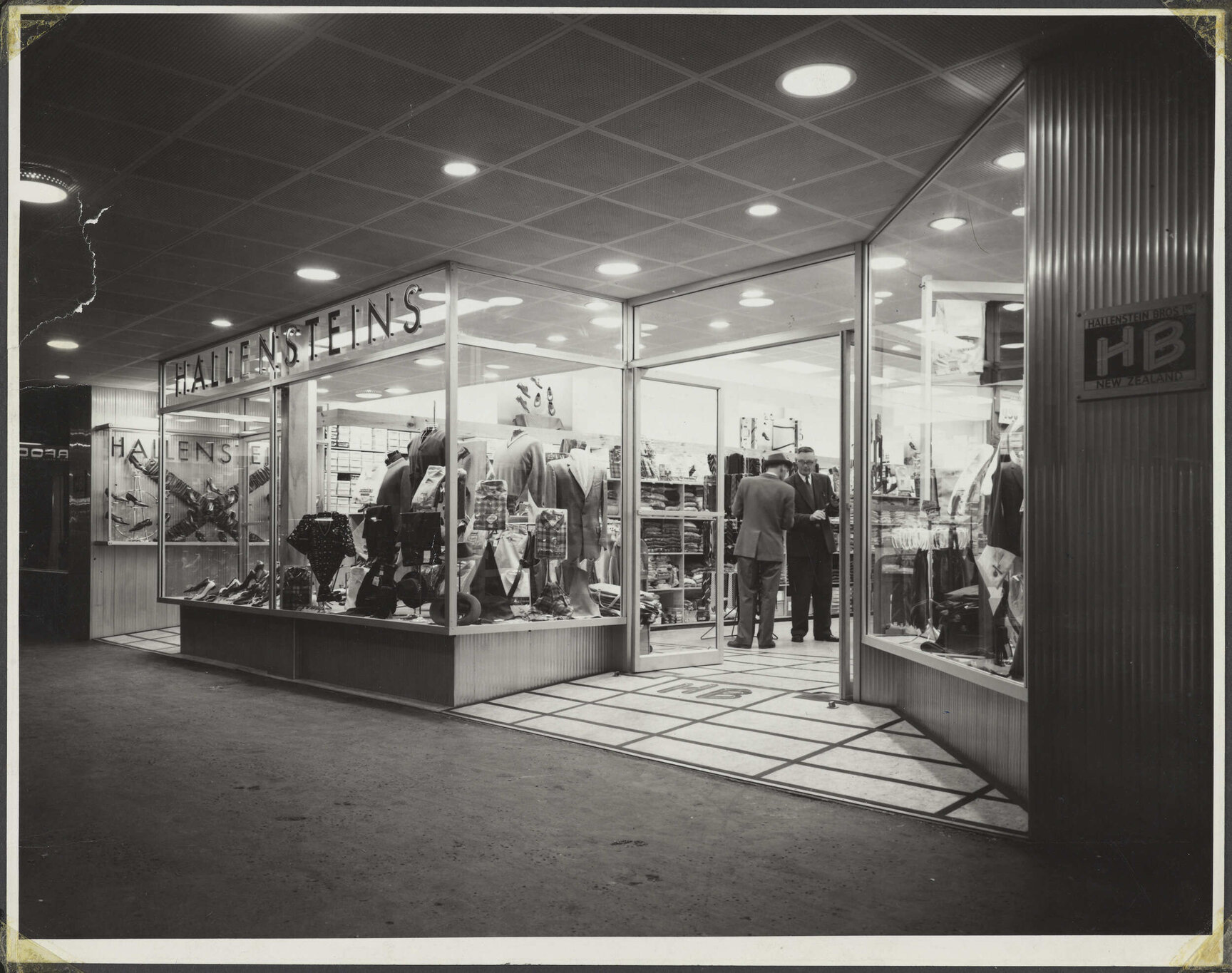 Hallensteins storefront, Gisborne, at night